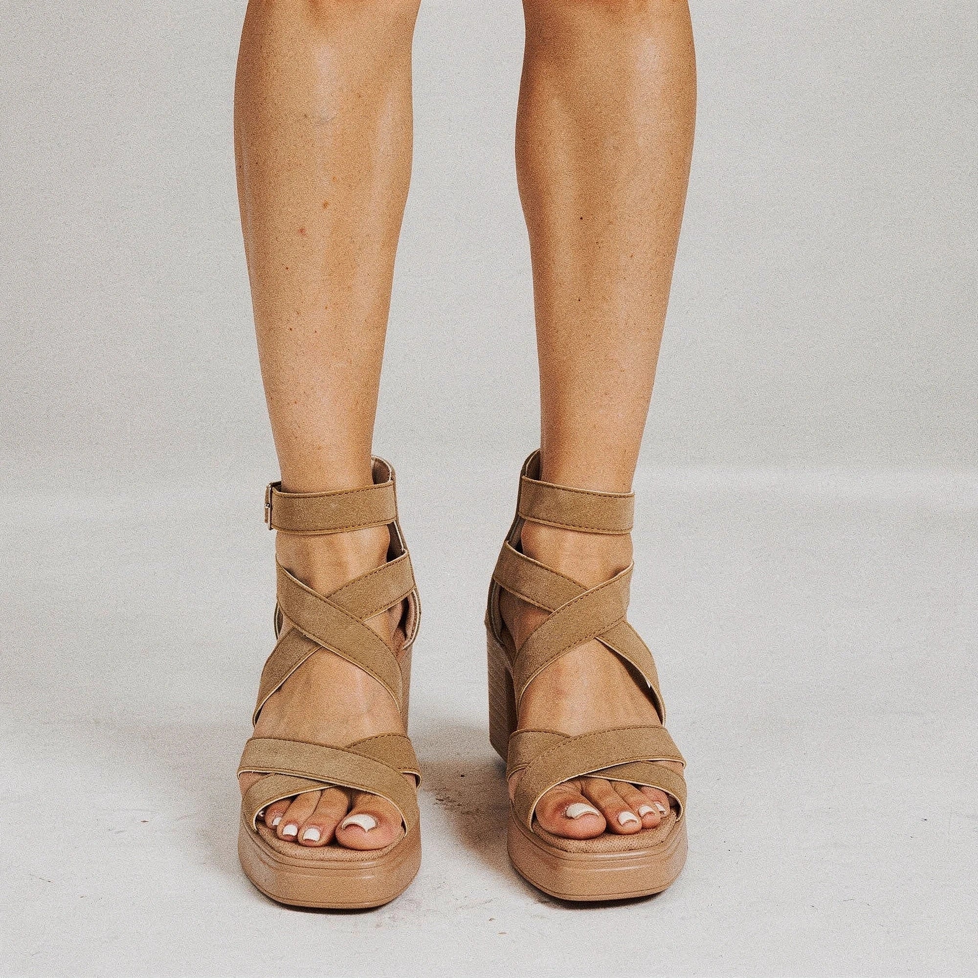 View of aqua blue waterproof platform sandals featuring a stylish design and adjustable straps for comfort