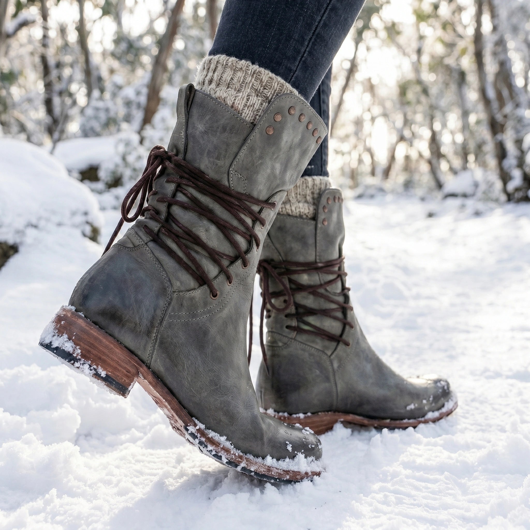 Close up view of the Womens Supportive Orthopedic Boots showing the intricate stitching and luxurious fabric, showing their and comfortable design.