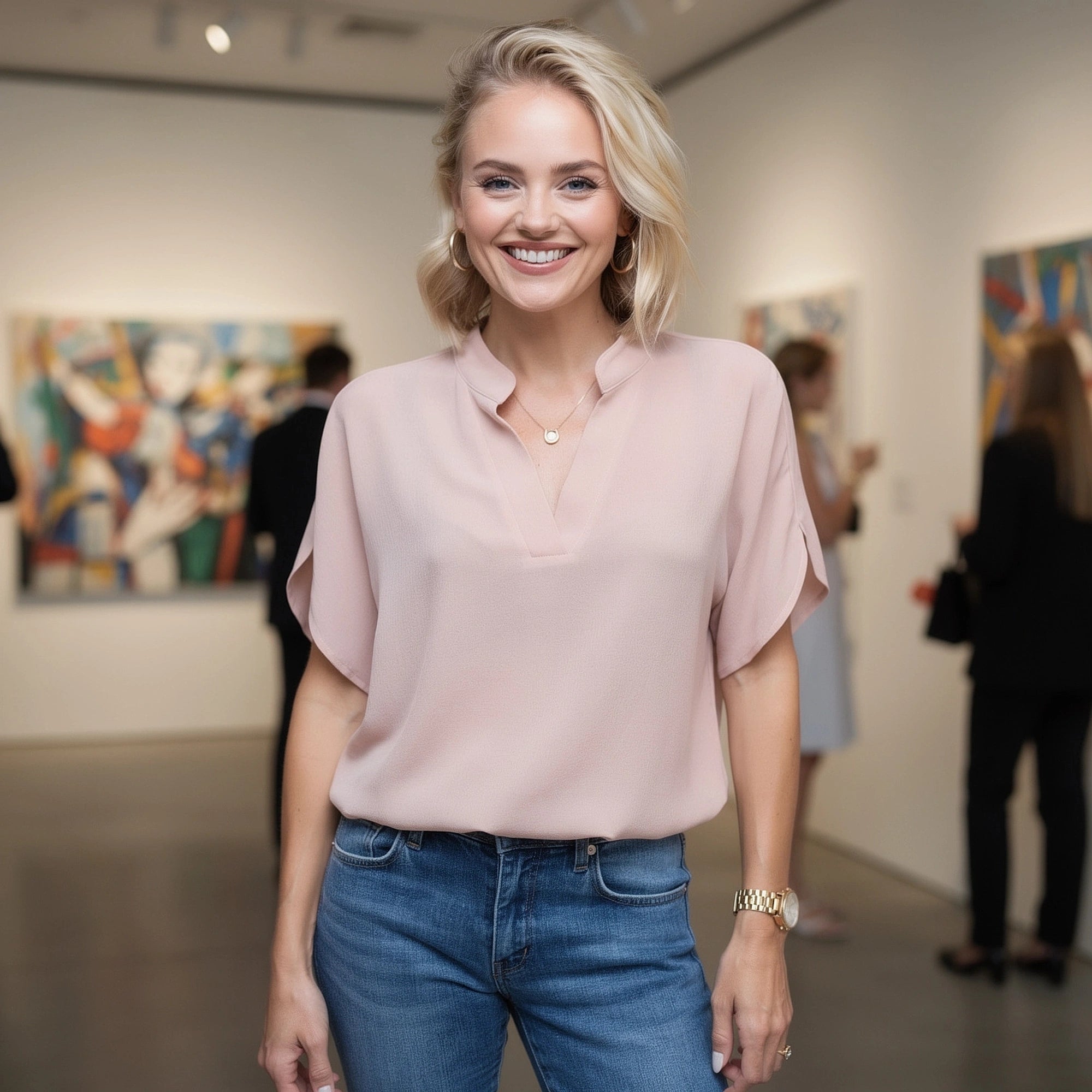 Light gray soft relaxed V neck shirt featuring short sleeves and a comfortable drape, view showing fabric texture