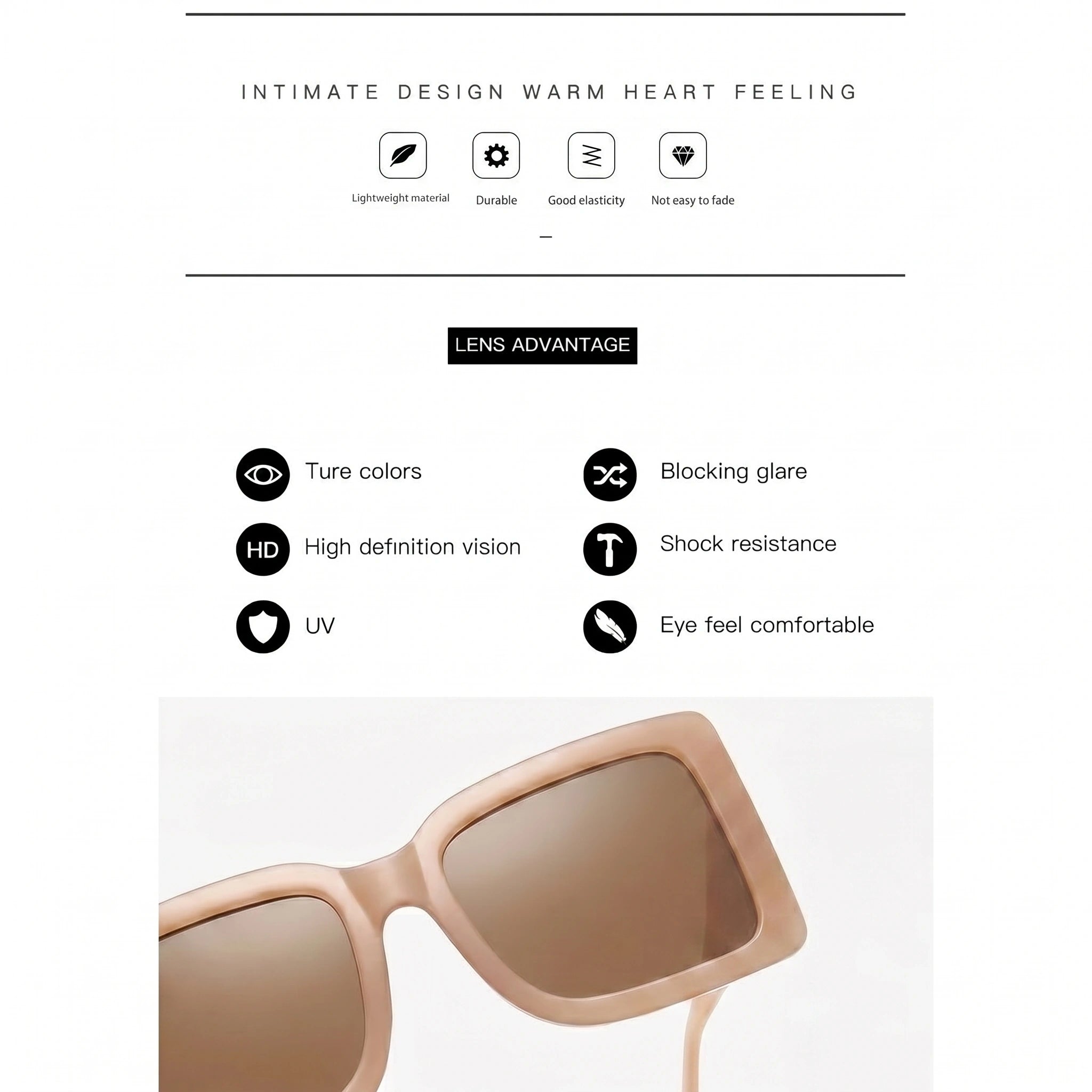 Amelia Womens Trendy Retro Square Sunglasses