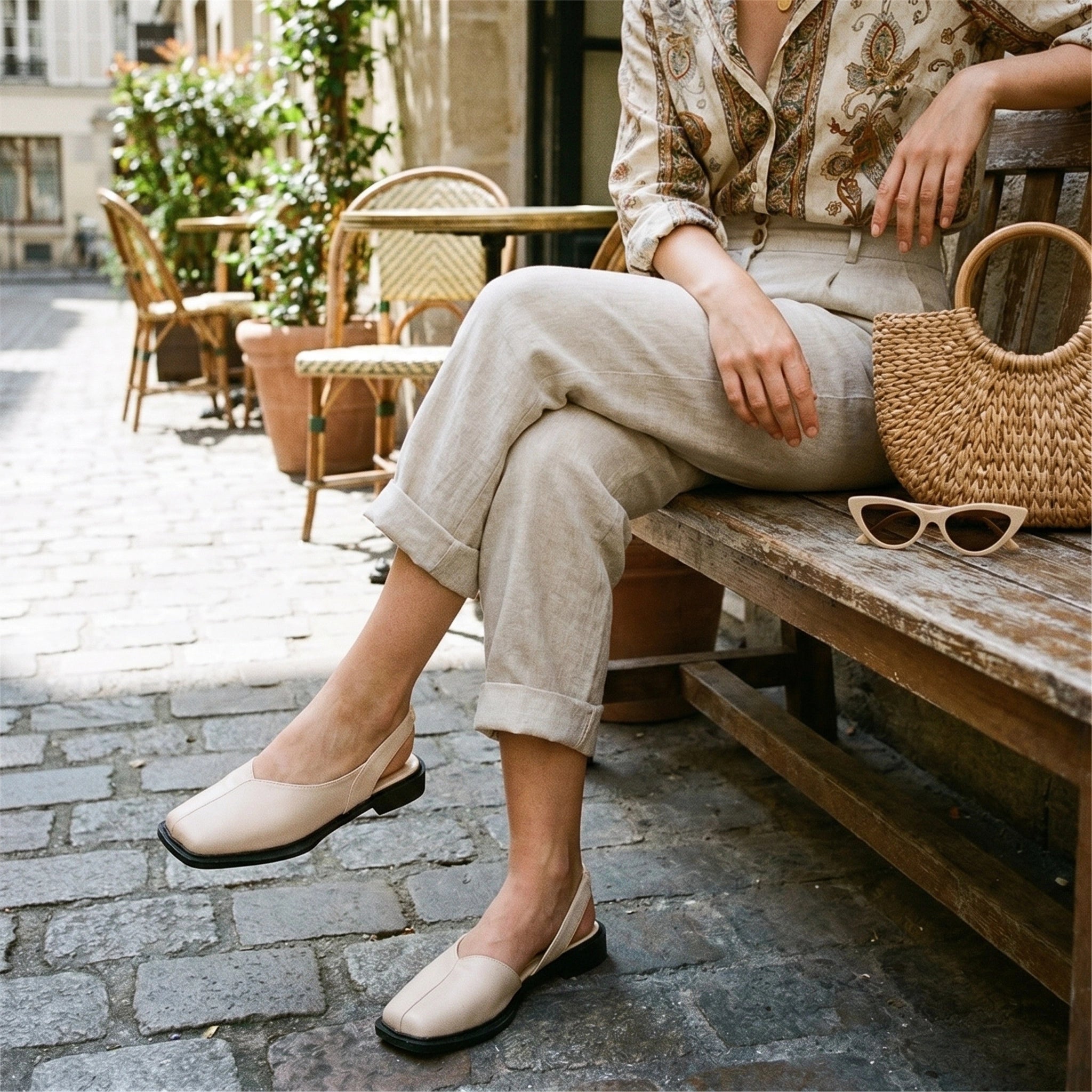Close up view of the Womens Retro Flat Sandals showing intricate stitching and textured fabric, perfect for summer beach outings and casual wear.