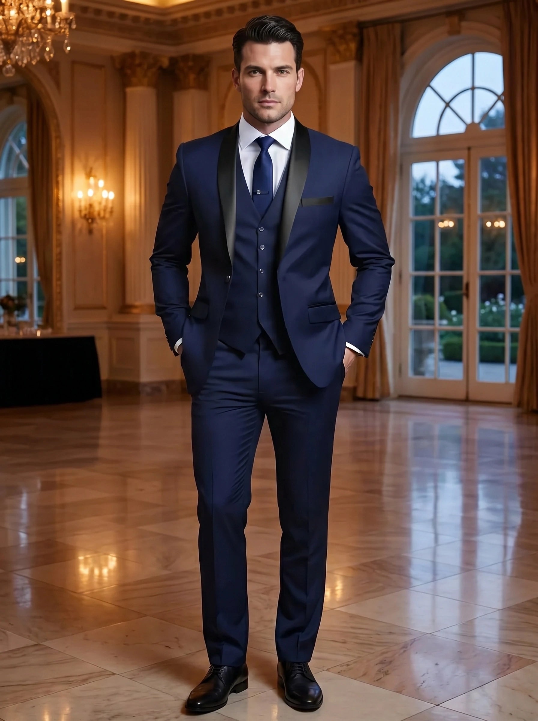 Liam Mens Elegant Tailored Wedding Suit