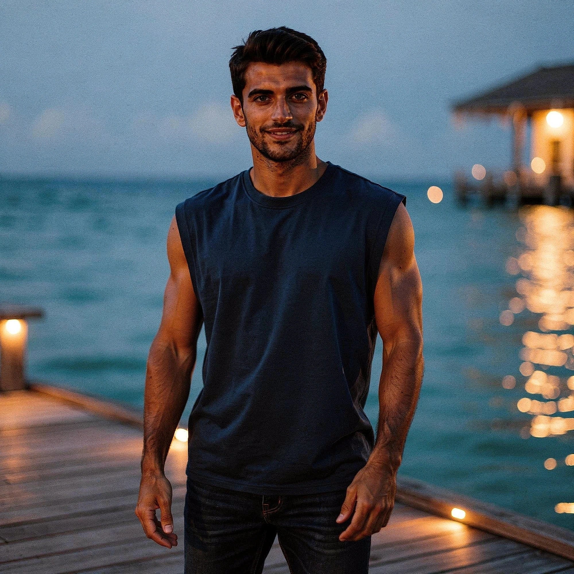 View of a sleek, comfortable summer tank top in light gray, featuring a soft cotton blend and a relaxed fit