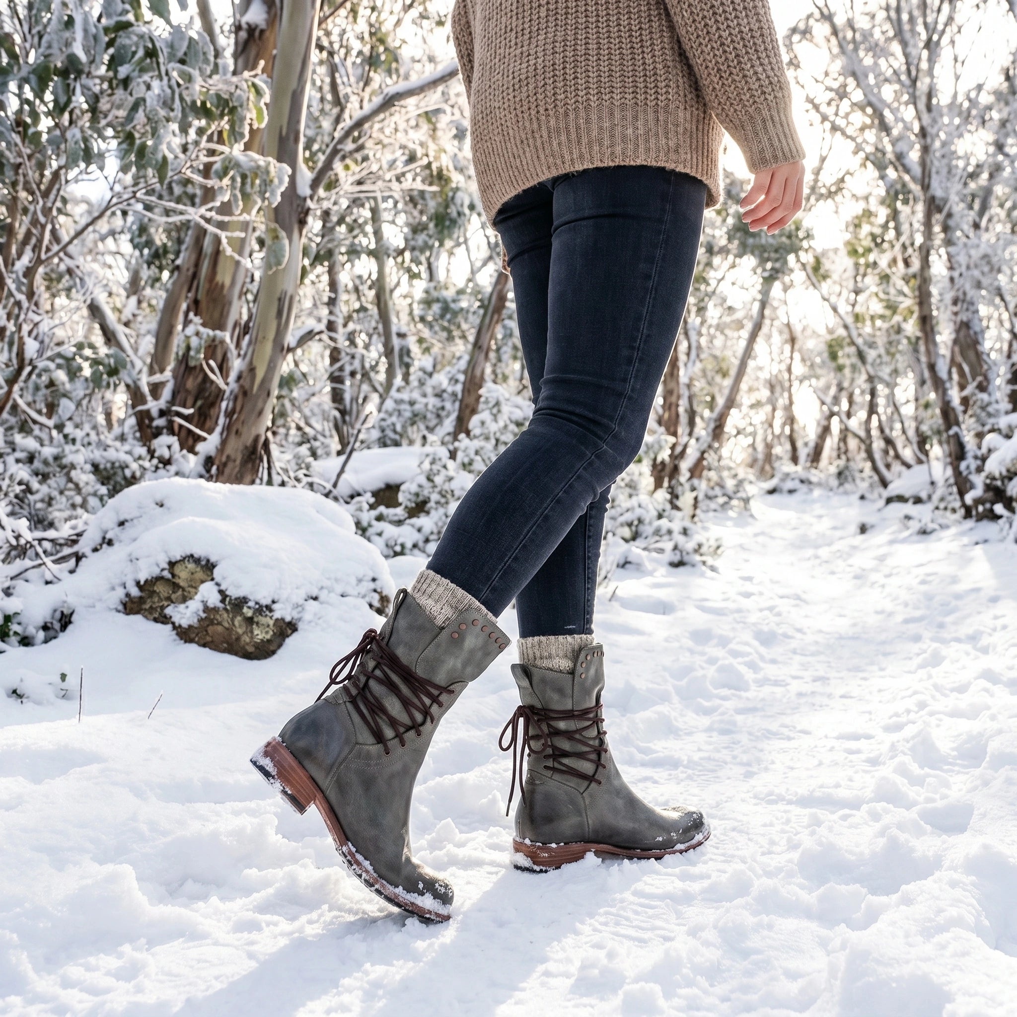 Close up view showing the soft fabric and intricate stitching of the Womens Supportive Orthopedic Boots, showing their design and quality craftsmanship.
