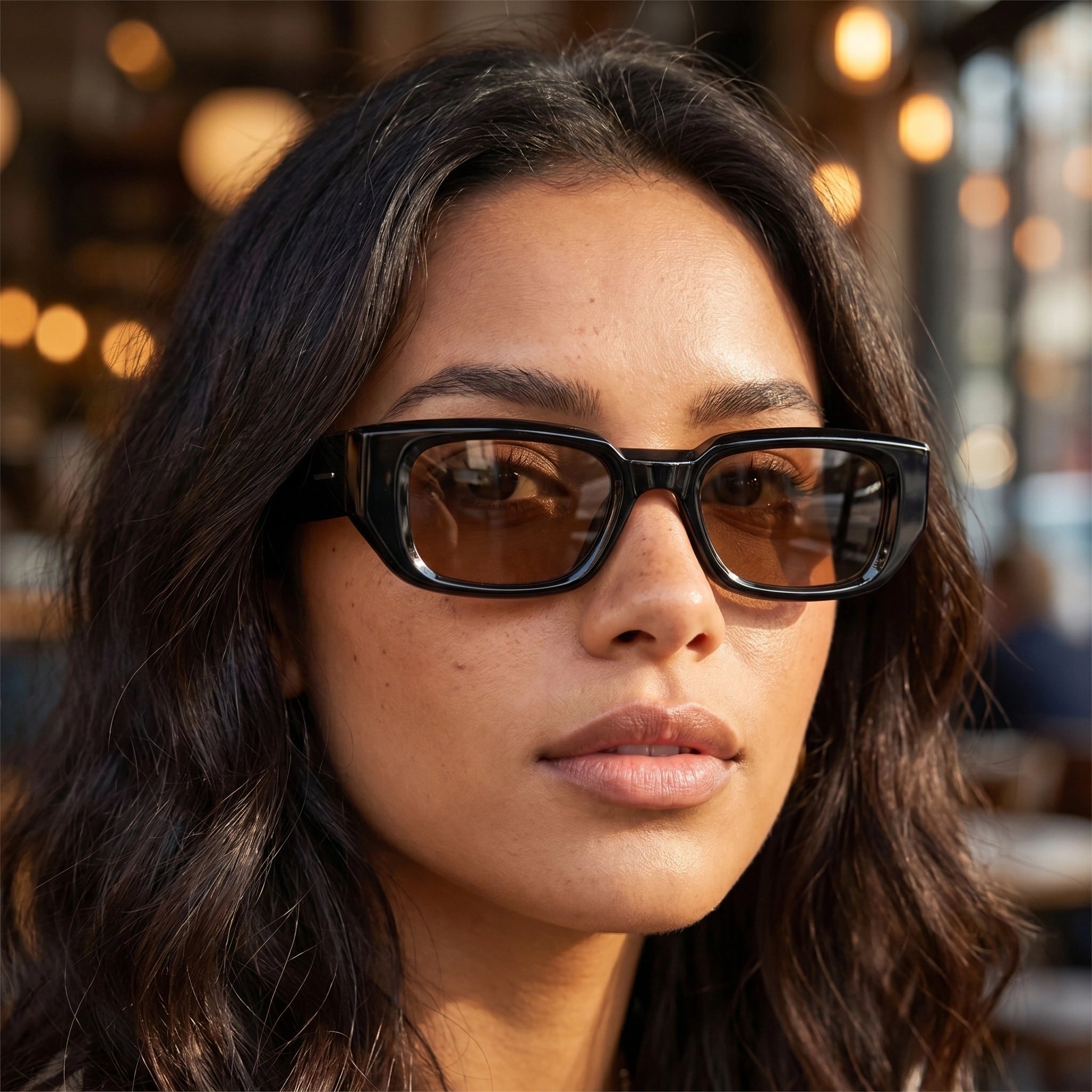 Close up view of the Womens Retro Oversized Sunglasses showing intricate detailing and stitching against a soft, neutral background, perfect for a vintage inspired look.