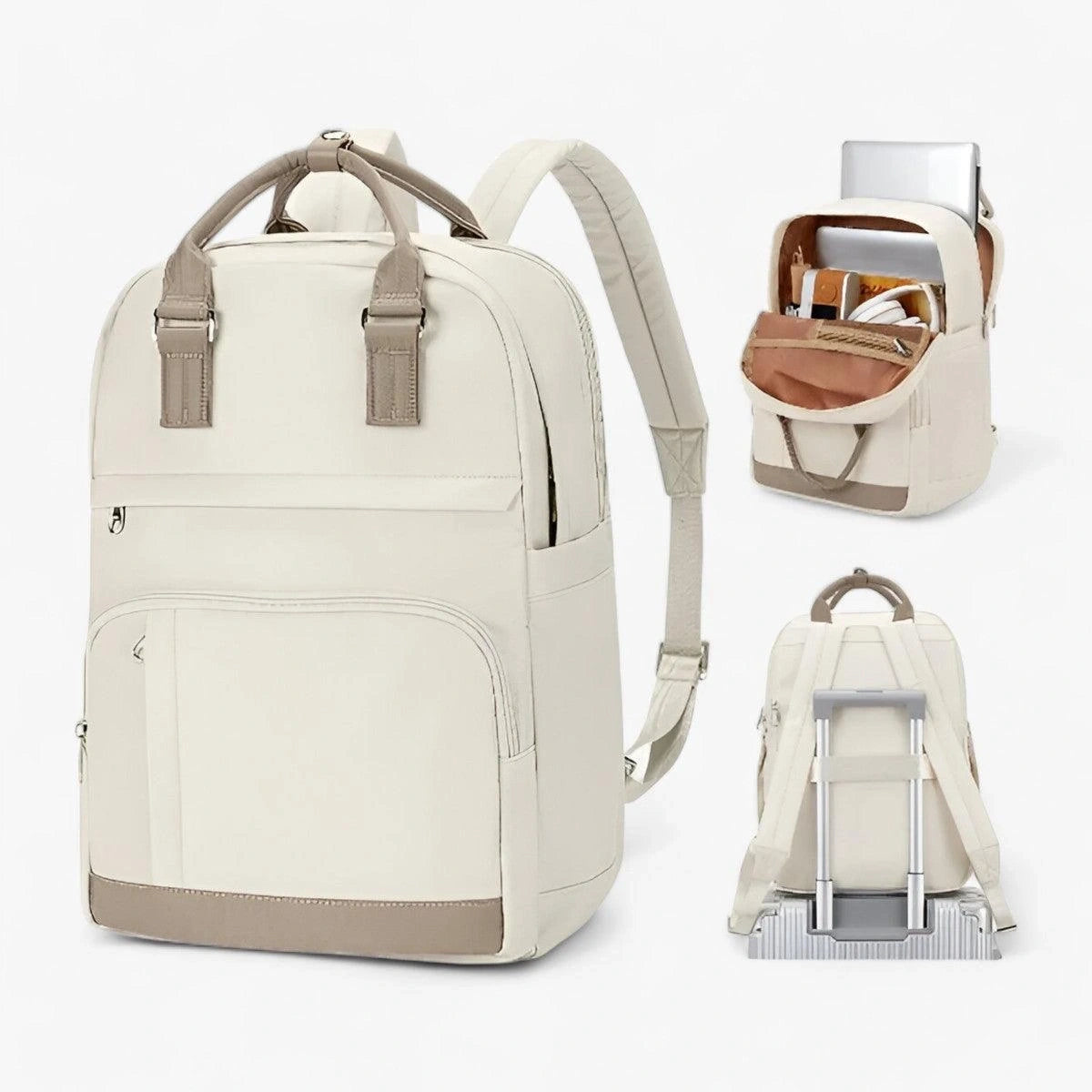 Urban Style Waterproof Backpack Mira Beige Nora Luxe