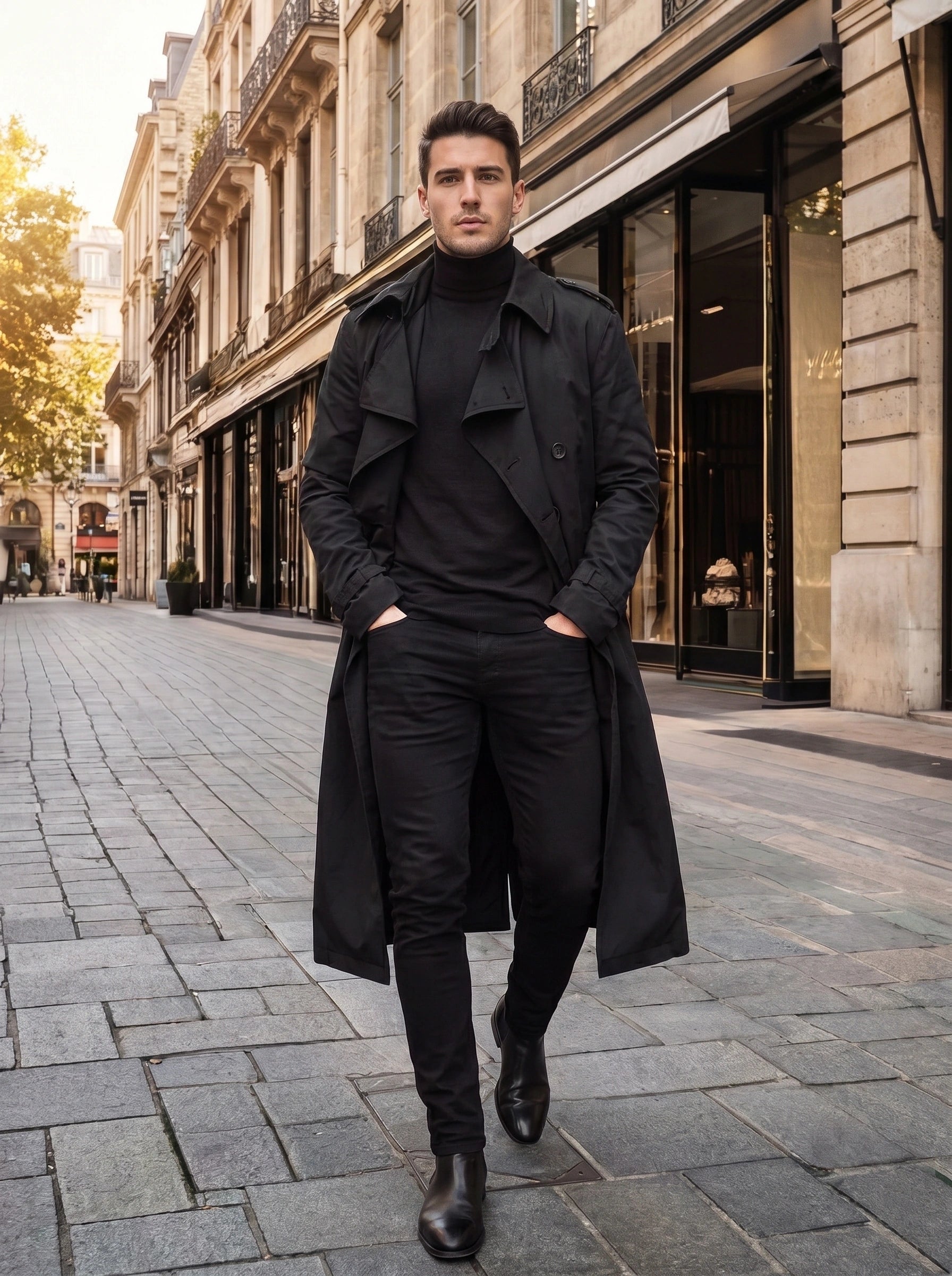 Alex Mens Tailored Elegant Winter Trench Coat