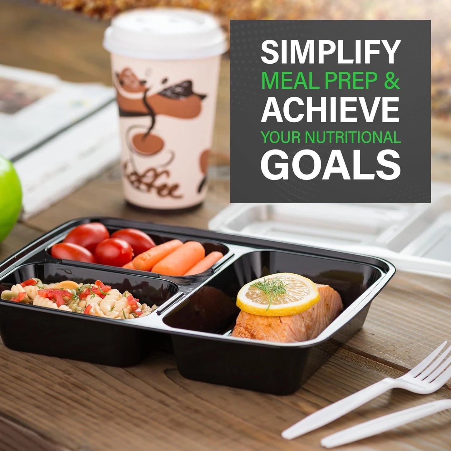 View of a practical bento meal prep container set in vibrant colors, featuring secure lids and multiple compartments