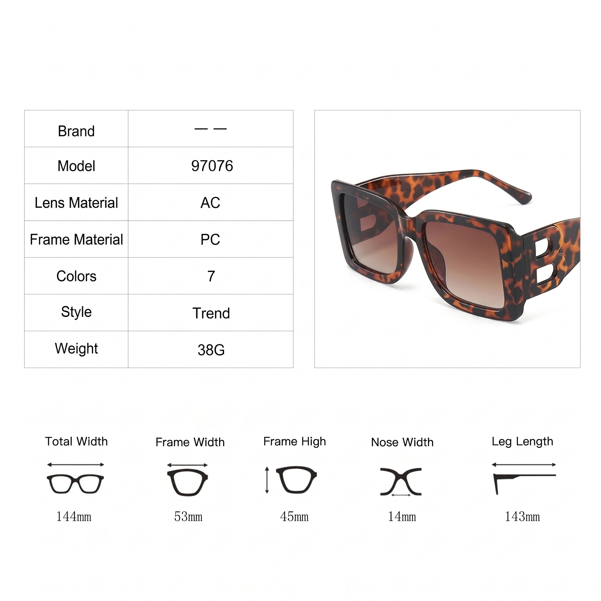 Amelia Womens Trendy Retro Square Sunglasses
