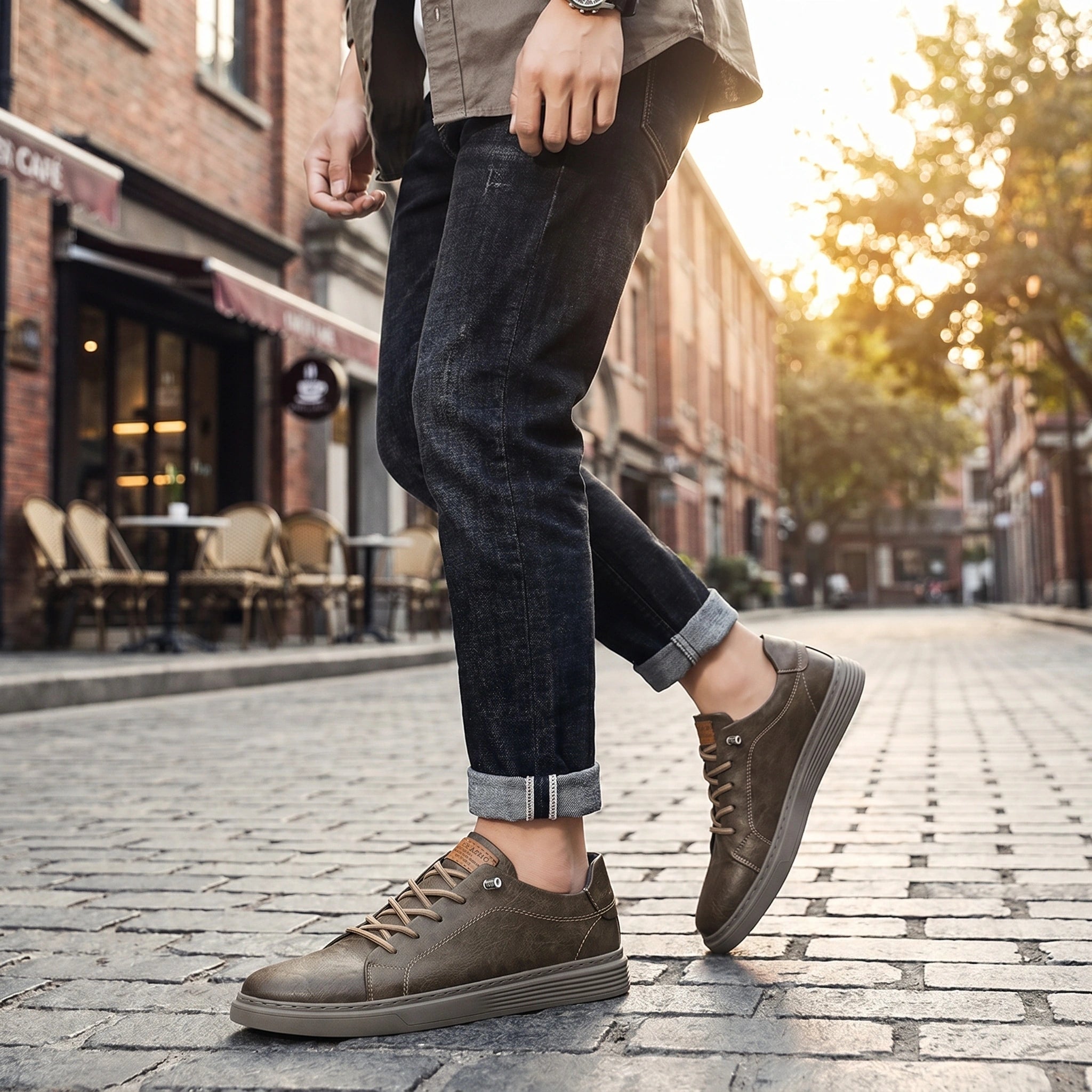 Close up of the fabric and precise stitching on the Mens Effortless Casual Lace Up Shoes, showing their quality craftsmanship and timeless design.