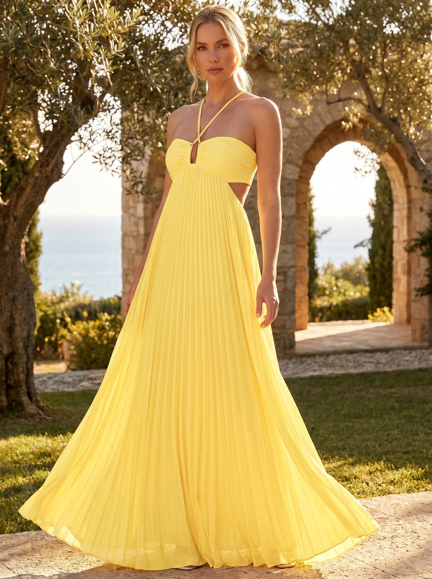 Nova Womens Elegant Backless Maxi Dress
