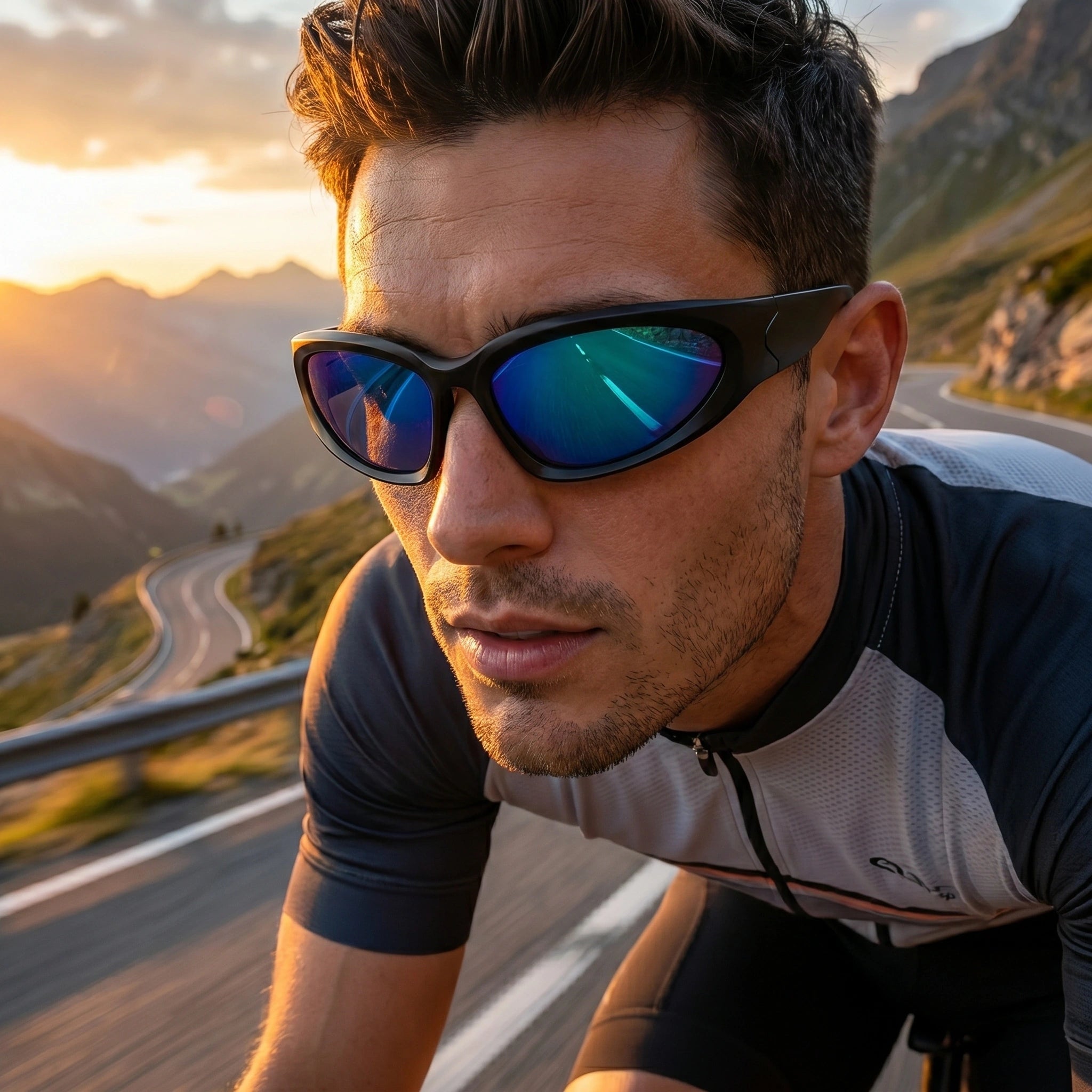 Close up view showing the intricate stitching and retro design details of the Mens Bold Retro Vintage Sunglasses against a neutral background.