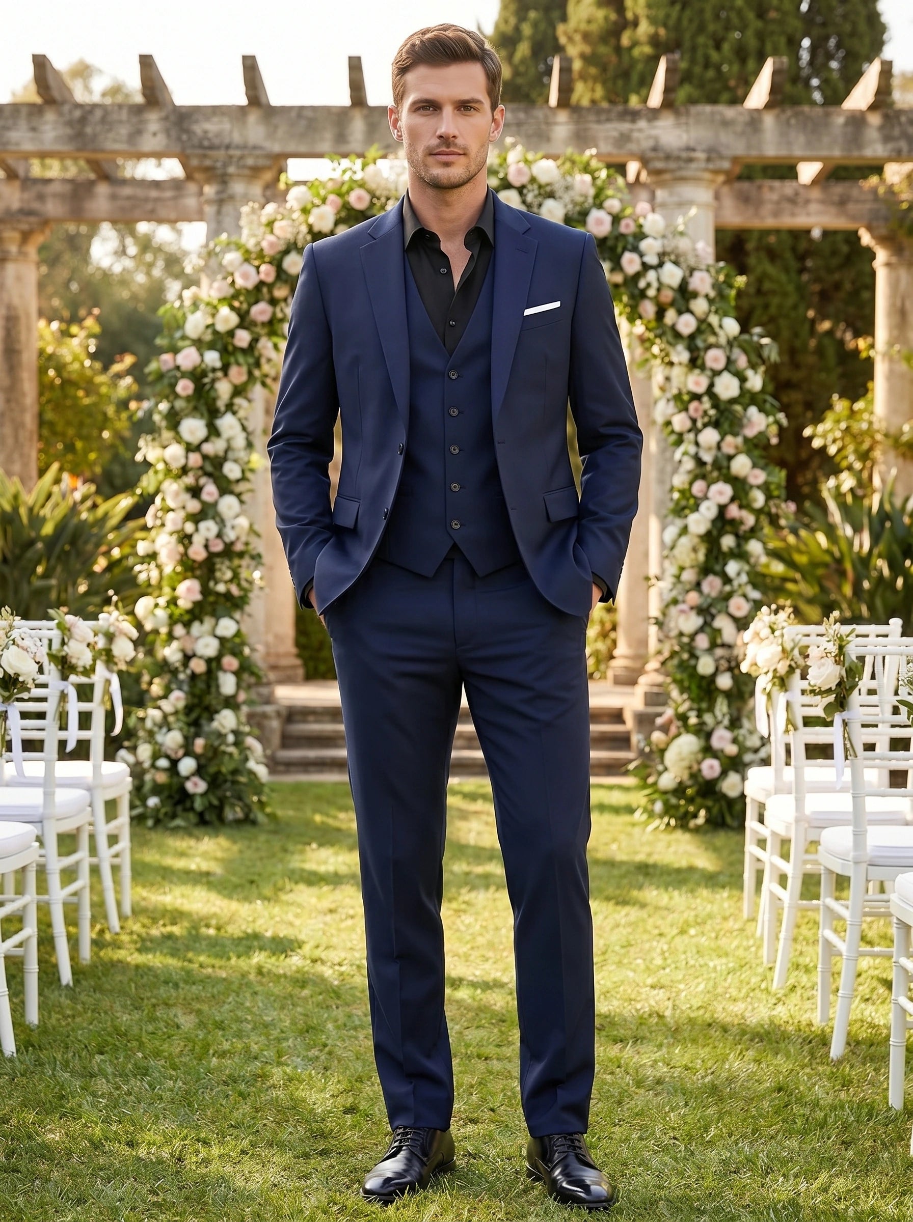 Liam Mens Elegant Tailored Wedding Suit