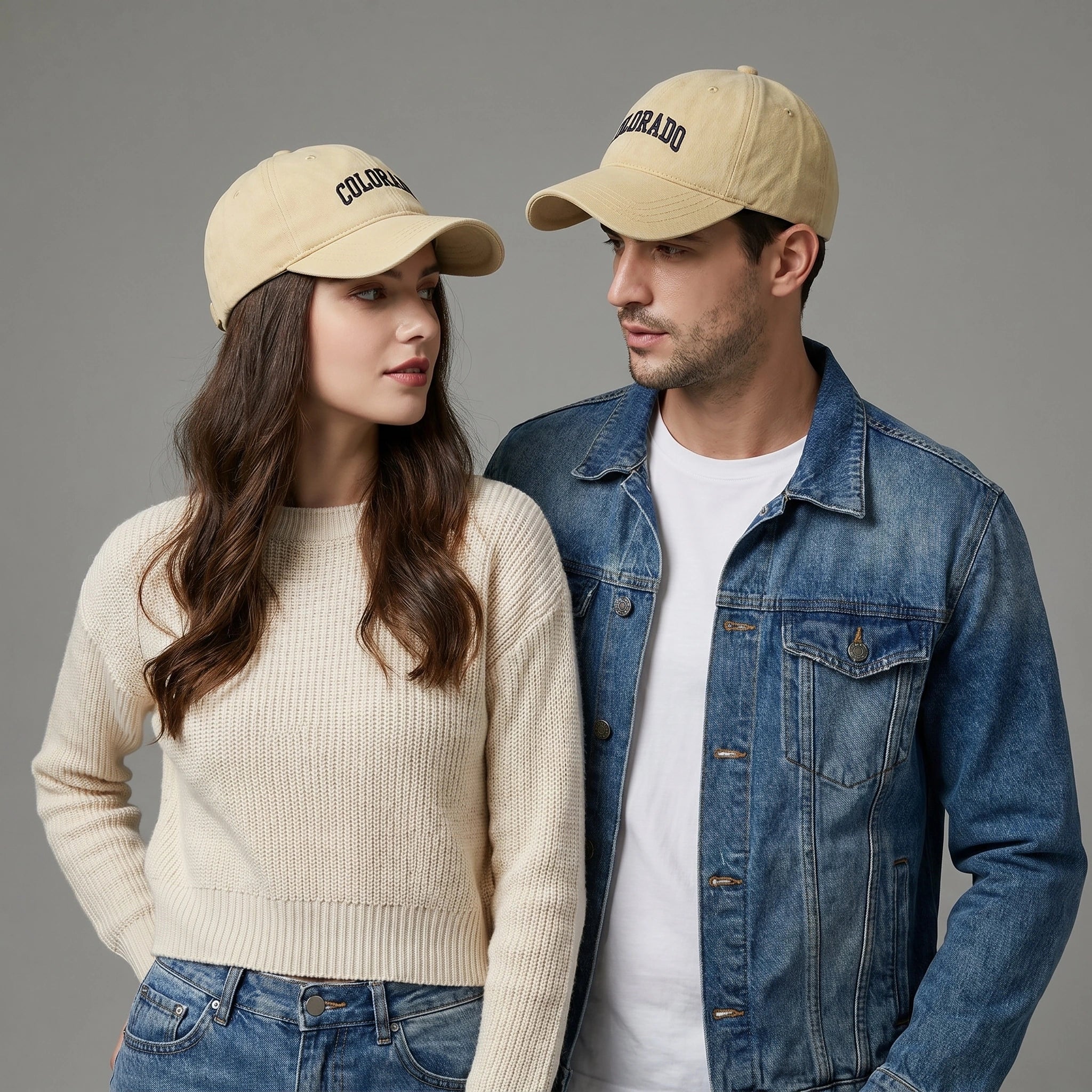 A model showcases the Casual Versatile Adjustable Baseball Cap in a outdoor outfit, showing earthy tones against a scenic natural backdrop.