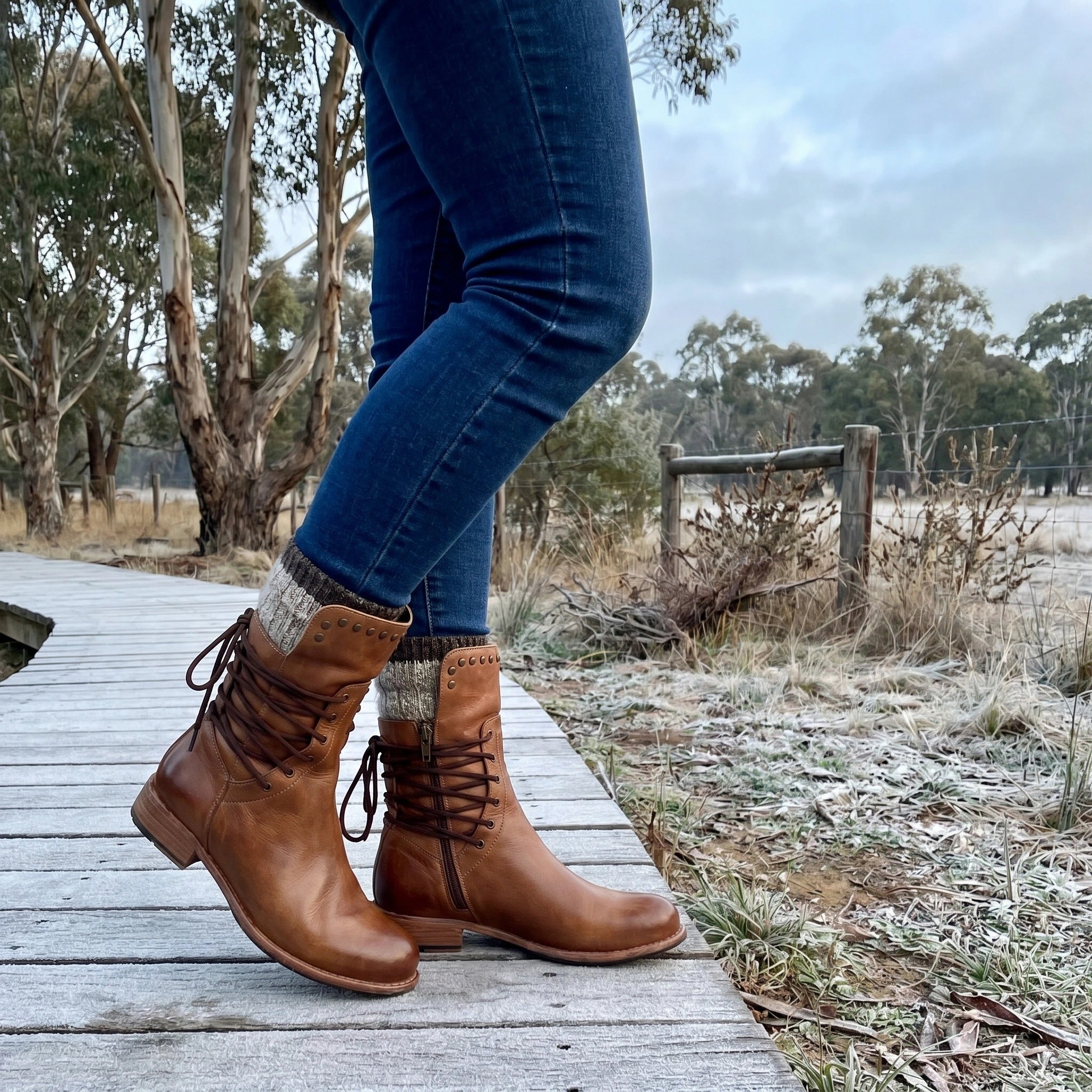 Close up of the Womens Supportive Orthopedic Boots showing the premium fabric, intricate stitching, and design, perfect for modern women's daily wear.