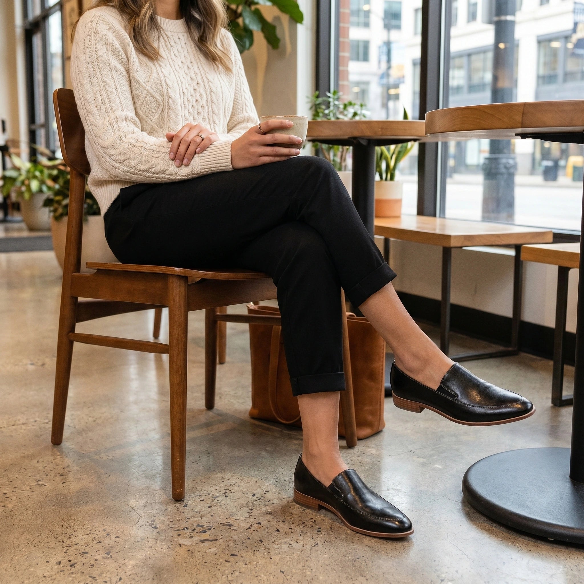 Close up view of the Womens Sleek Orthopedic Loafers showing premium fabric, intricate stitching, and a sophisticated design ideal for everyday wear.