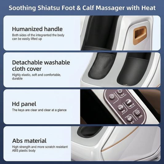 Back view of the Soothing Shiatsu Foot Calf Massager showing its sleek design, durable construction, and ergonomic features against a neutral background.