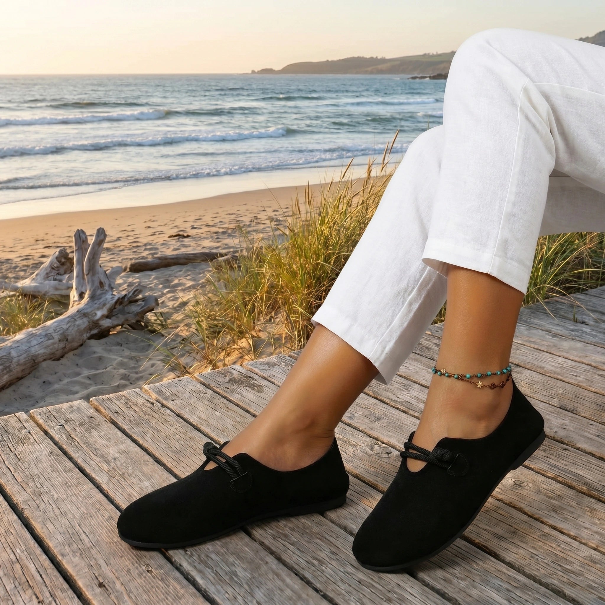 Close up of the Womens Effortless Summer Orthopedic Loafers showing the premium fabric, intricate stitching, and design for ultimate comfort.