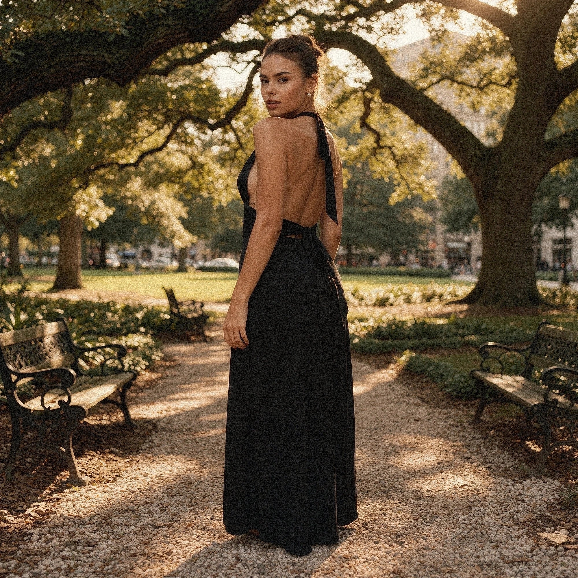 Elegant plunge maxi dress in deep burgundy with a flowing silhouette, featuring a sleeveless design and intricate lace detailing