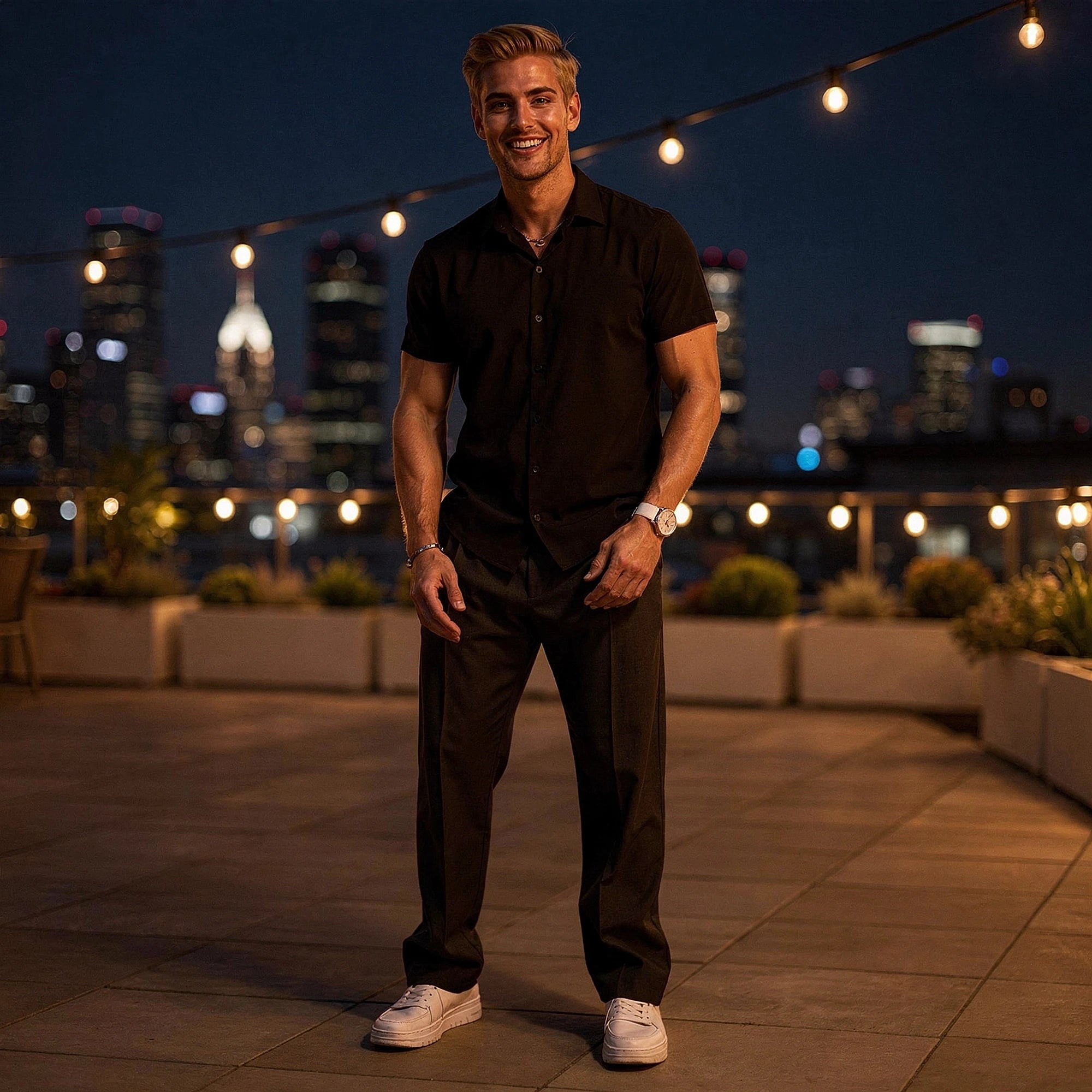 View of comfortable loose fit formal trousers in charcoal gray, featuring a smooth fabric and relaxed waistband