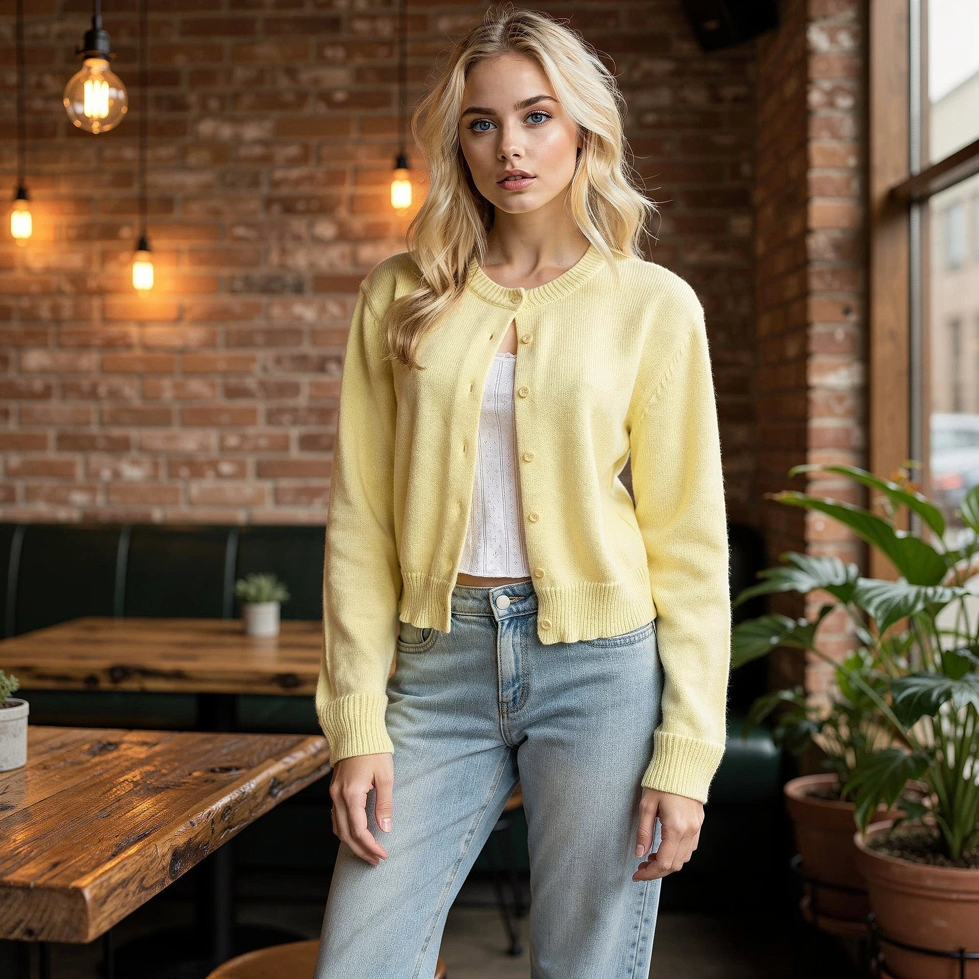 Light grey cropped cardigan made of soft knit material, featuring a relaxed fit and open , view