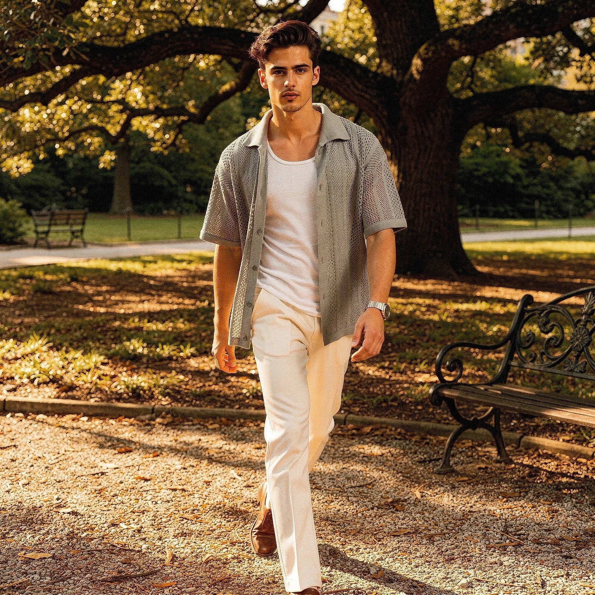 Light blue relaxed fit short sleeve shirt made from soft cotton, featuring a button down collar and chest pocket, view