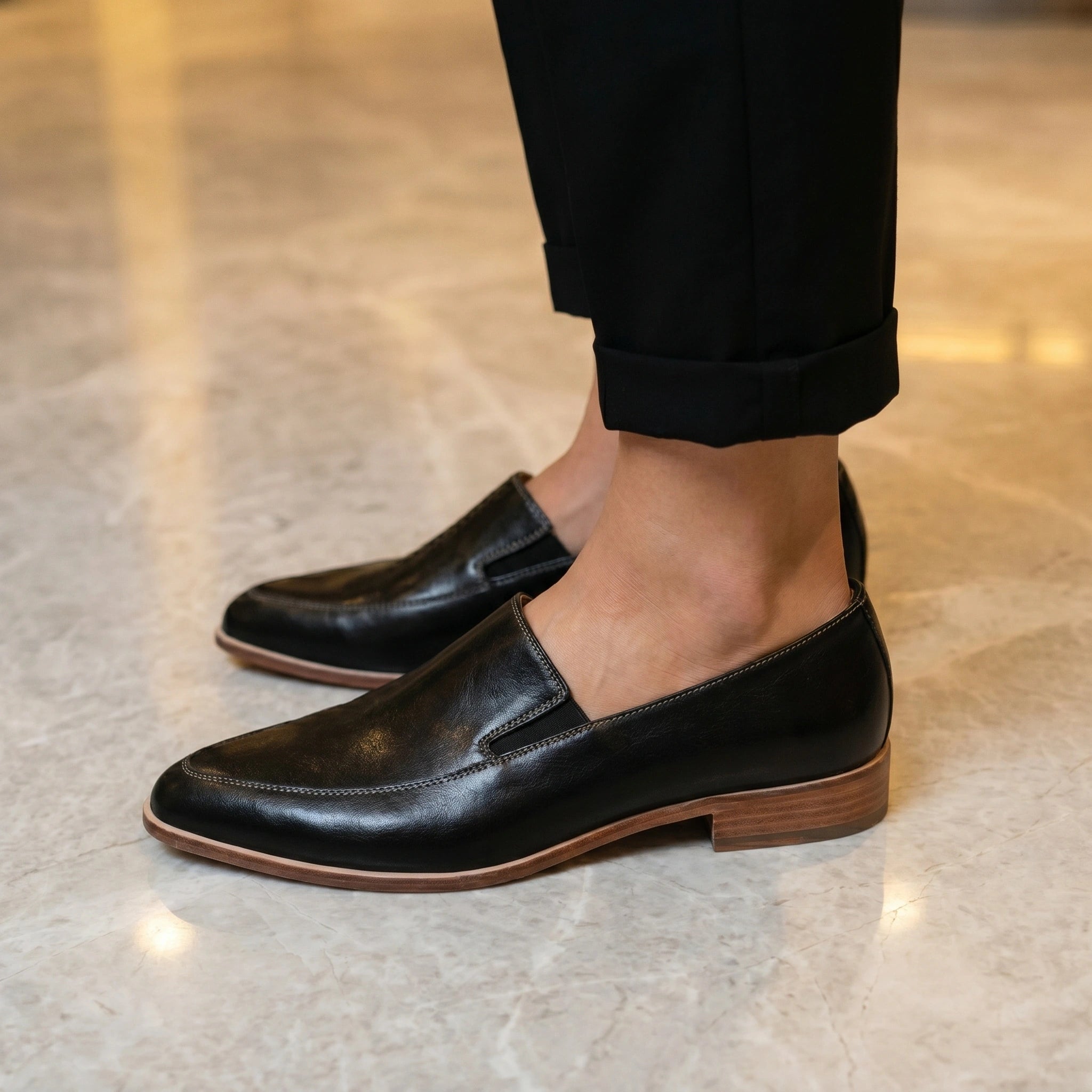 Close up view of the Women's Sleek Orthopedic Loafers showing the fine stitching and luxurious fabric texture, emphasizing everyday sophistication and comfort.