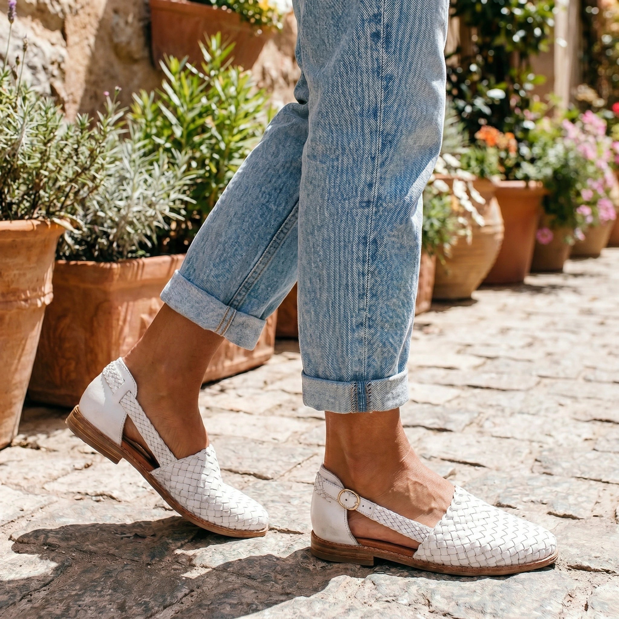 Close up view of the Women's Supportive Orthopedic Sandals showing the stitching and breathable fabric in a neutral tone.