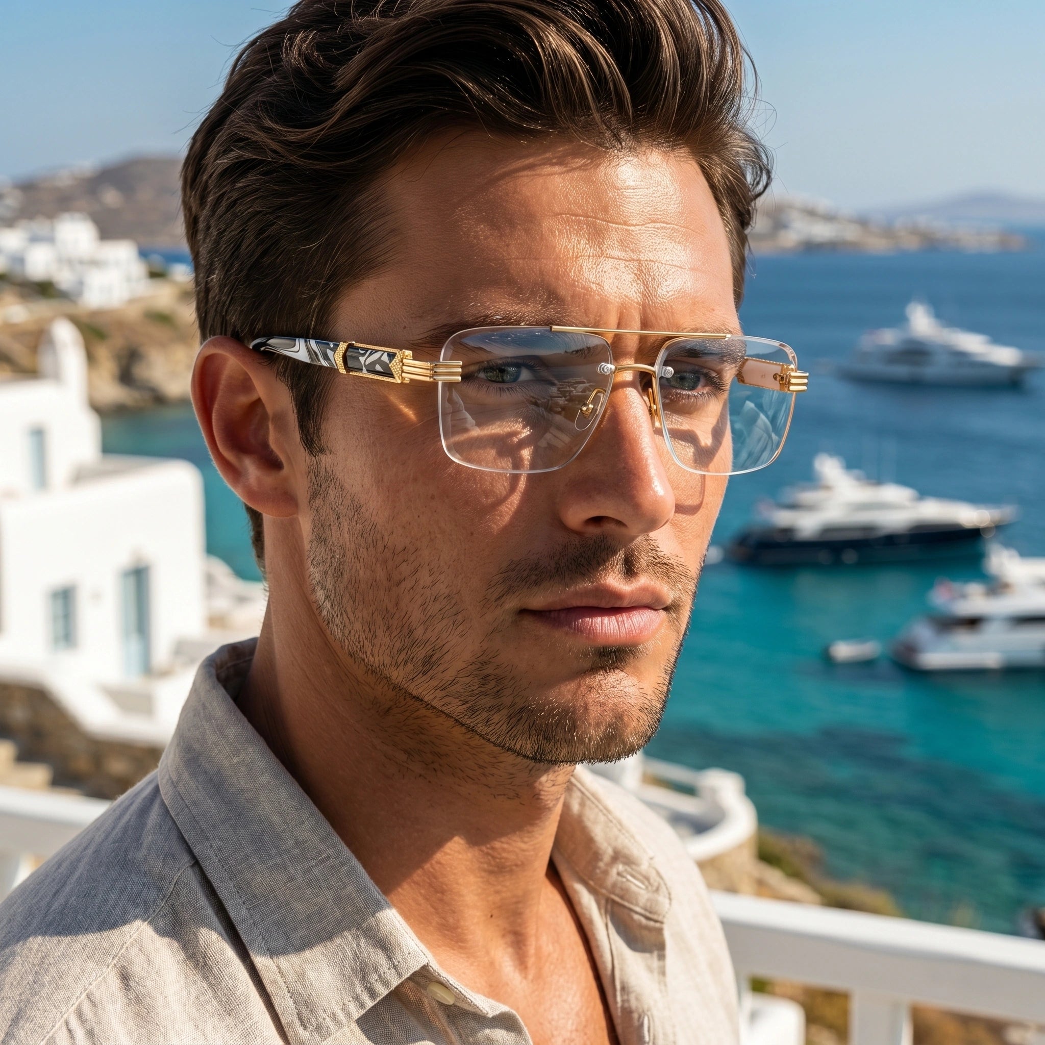 Close up view of the Mens Classic Retro Summer Sunglasses showing the sleek frame design and polished finish, perfect for outdoor adventures.