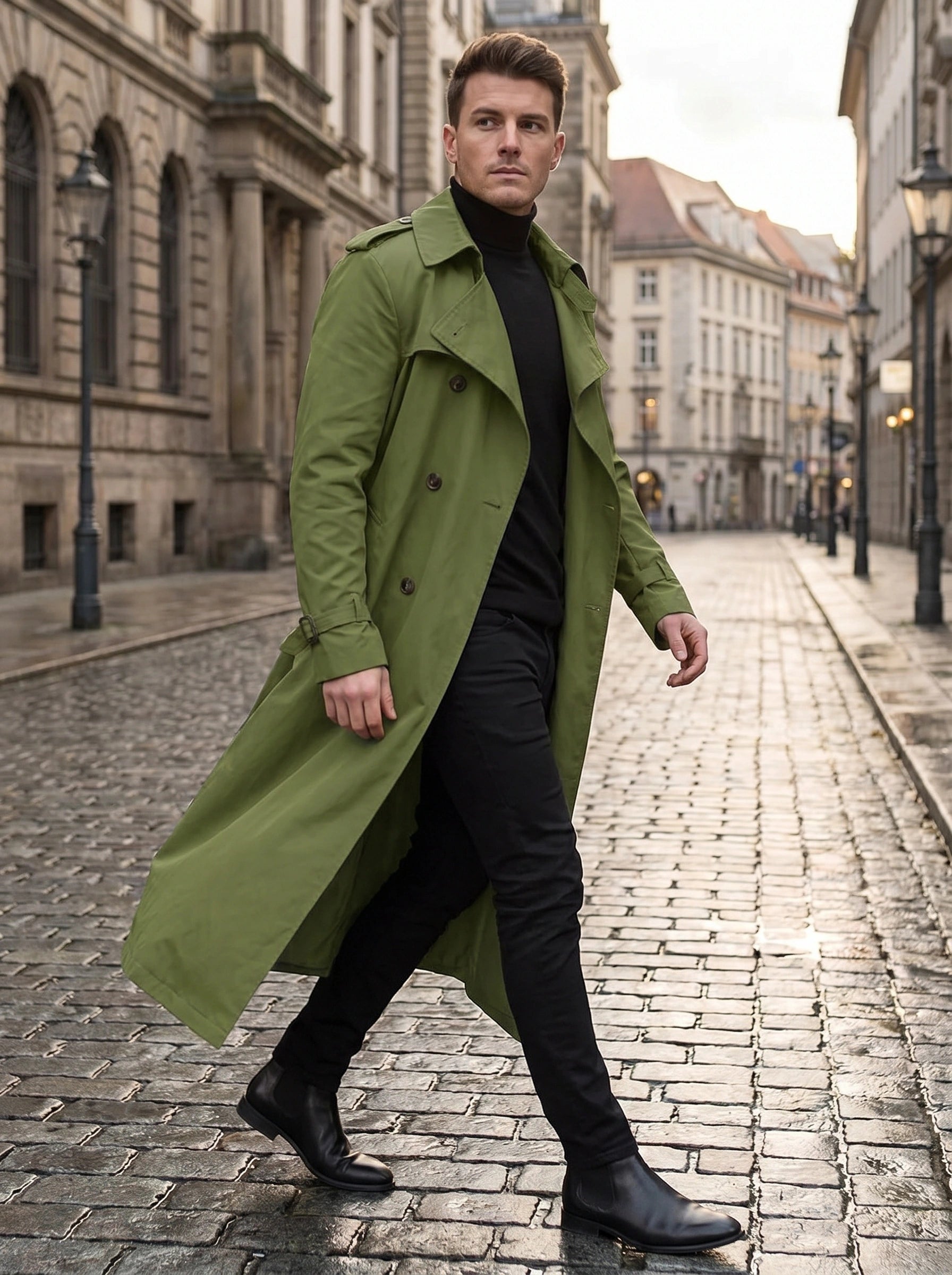 Alex Mens Tailored Elegant Winter Trench Coat
