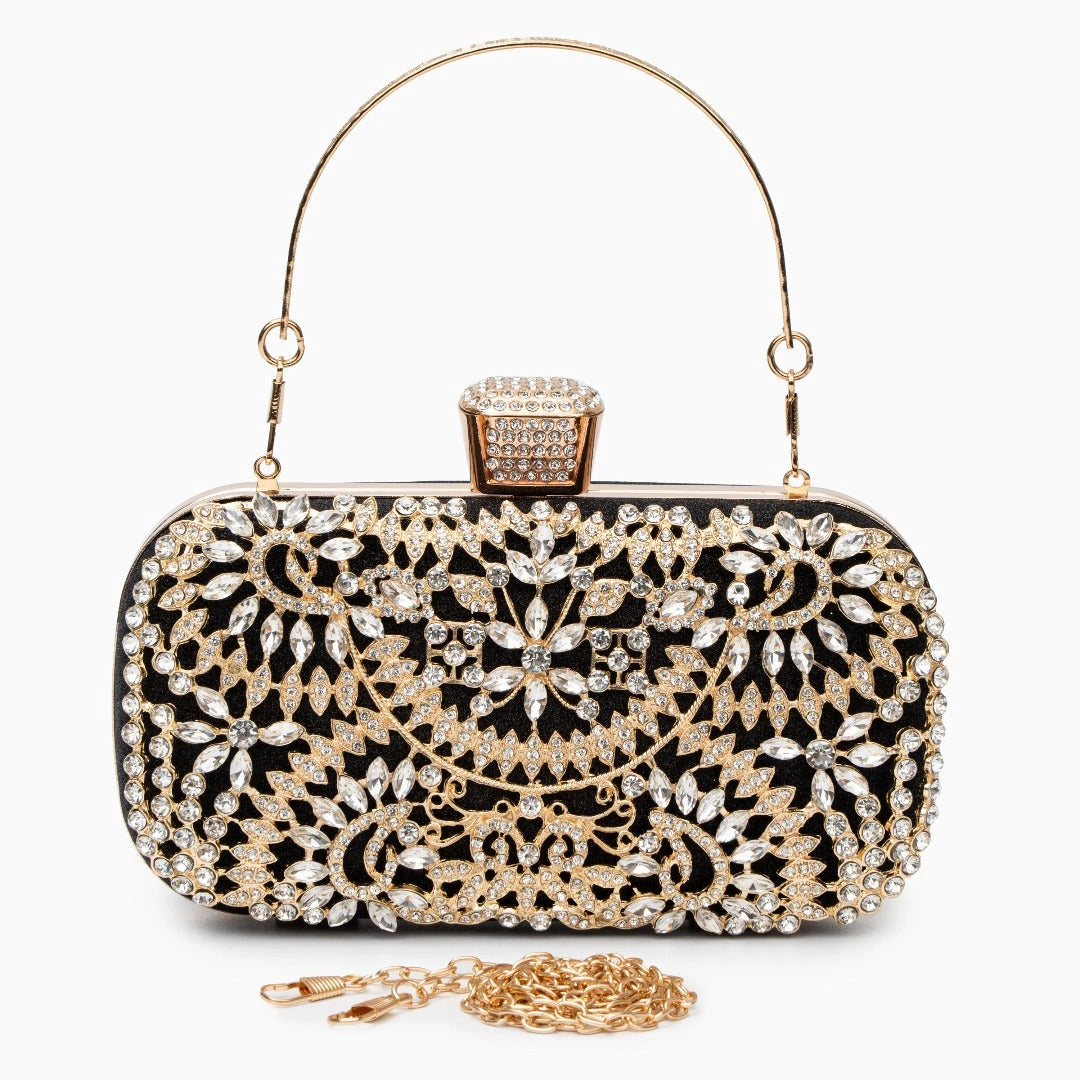 Elegant floral clutch bag featuring a vibrant pattern, soft fabric, and sleek design, top view — 18 — view 18