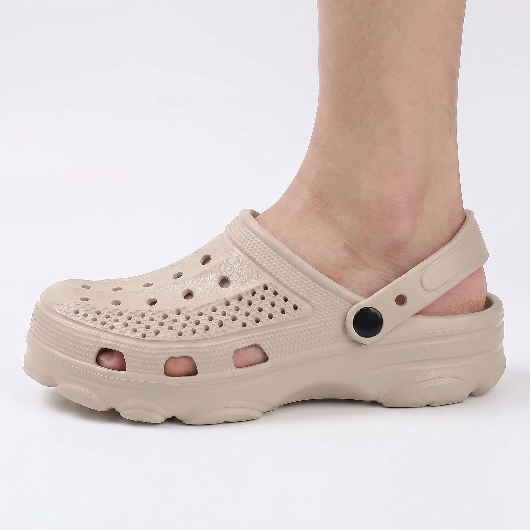 Close up view of the breathable fabric and precise stitching on men's casual summer sandals, showing their quality and comfort for beach and everyday wear.