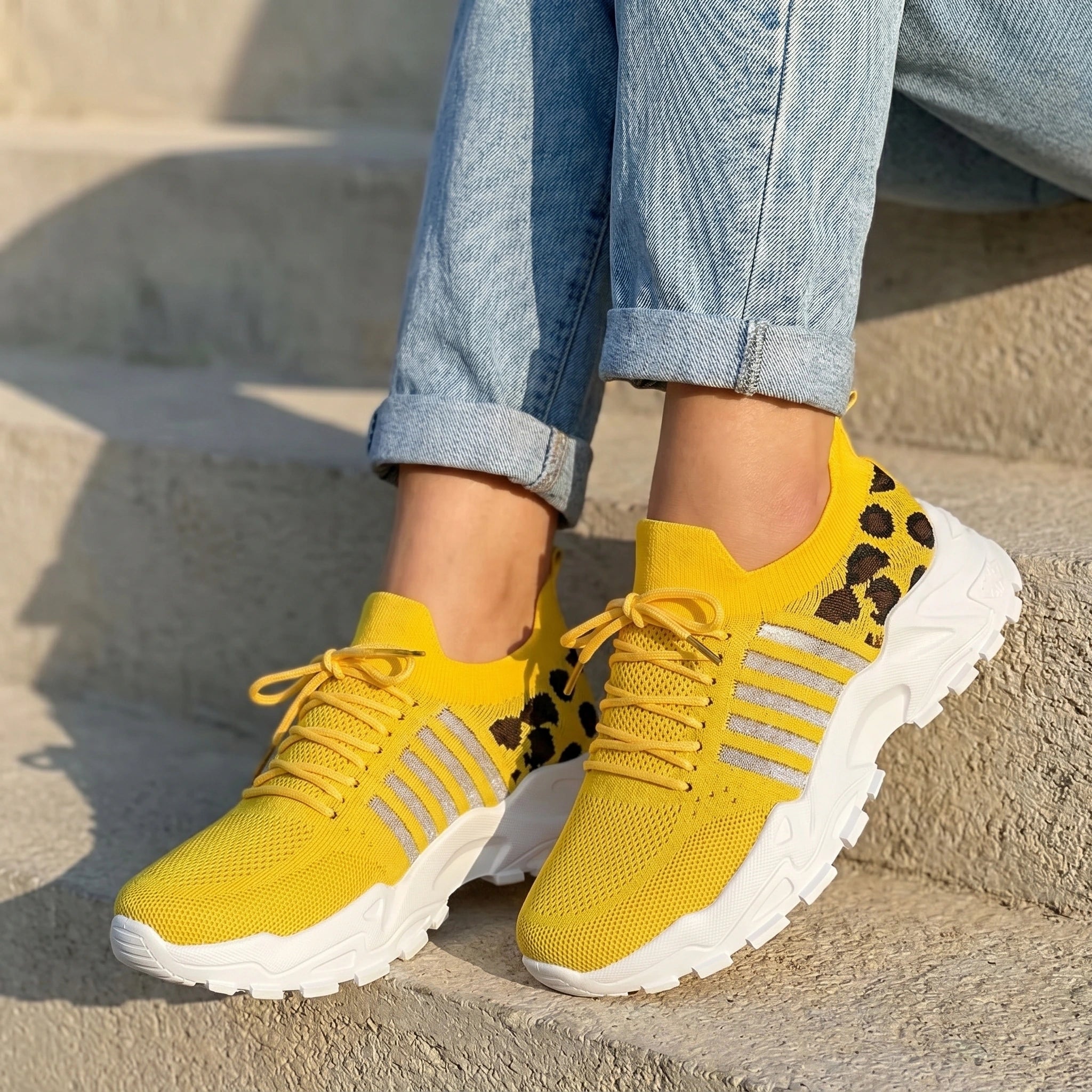 Close up view of the Womens Effortless Supportive Orthopedic Sneakers showing the breathable fabric, precise stitching, and cushioned sole, perfect for all day comfort.