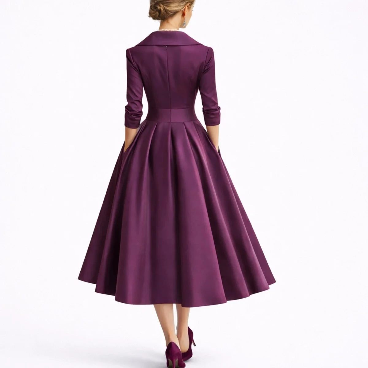 Long wedding guest dress — Women's Fall Dresses Structured A Line Midi — view 7 — view 7
