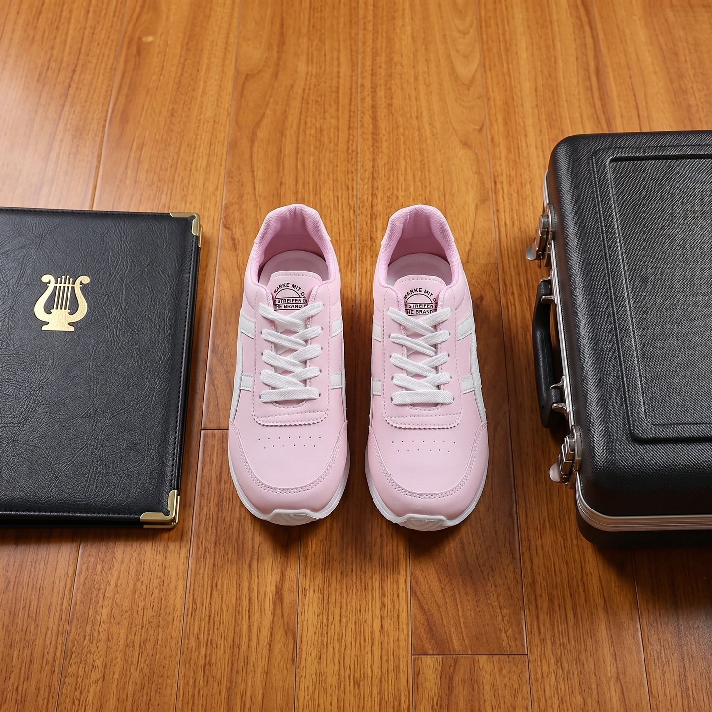 Close up of the comfortable low top marching band shoes showing premium leather texture and precise stitching for — view 12