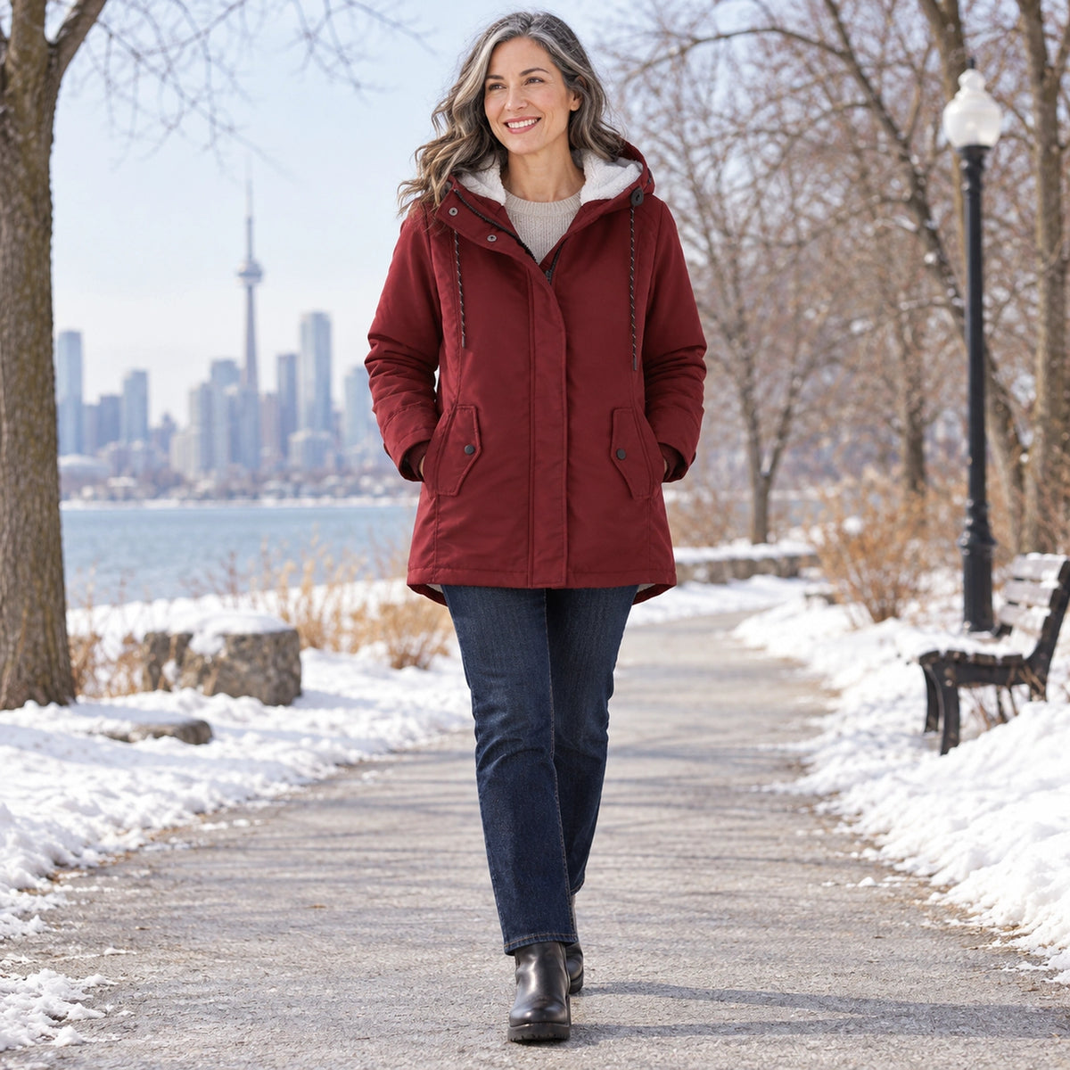parka coat — Aurora Burgundy 2 — view 12