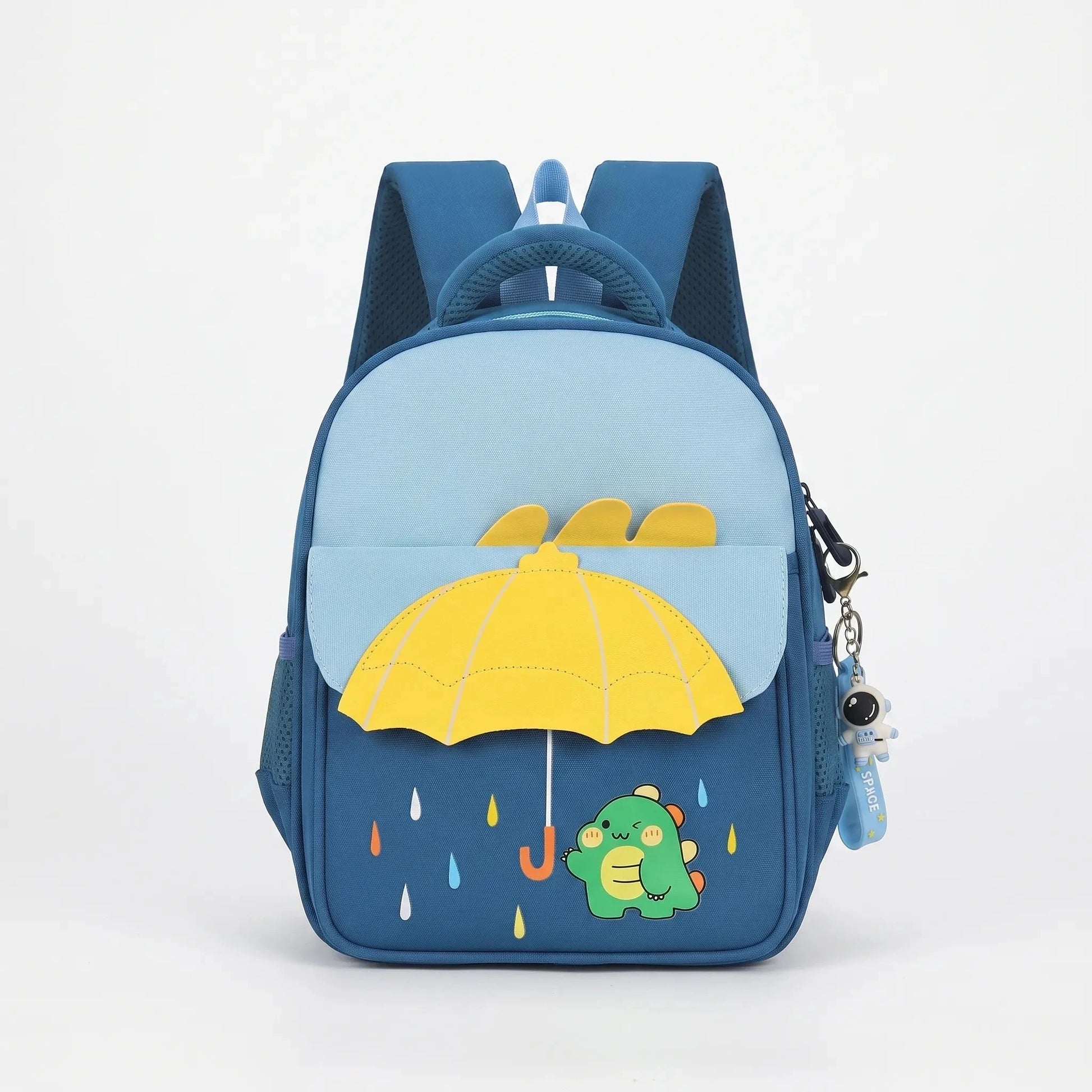 View of a cheerful lightweight kids backpack featuring a colorful cartoon print, perfect for school use