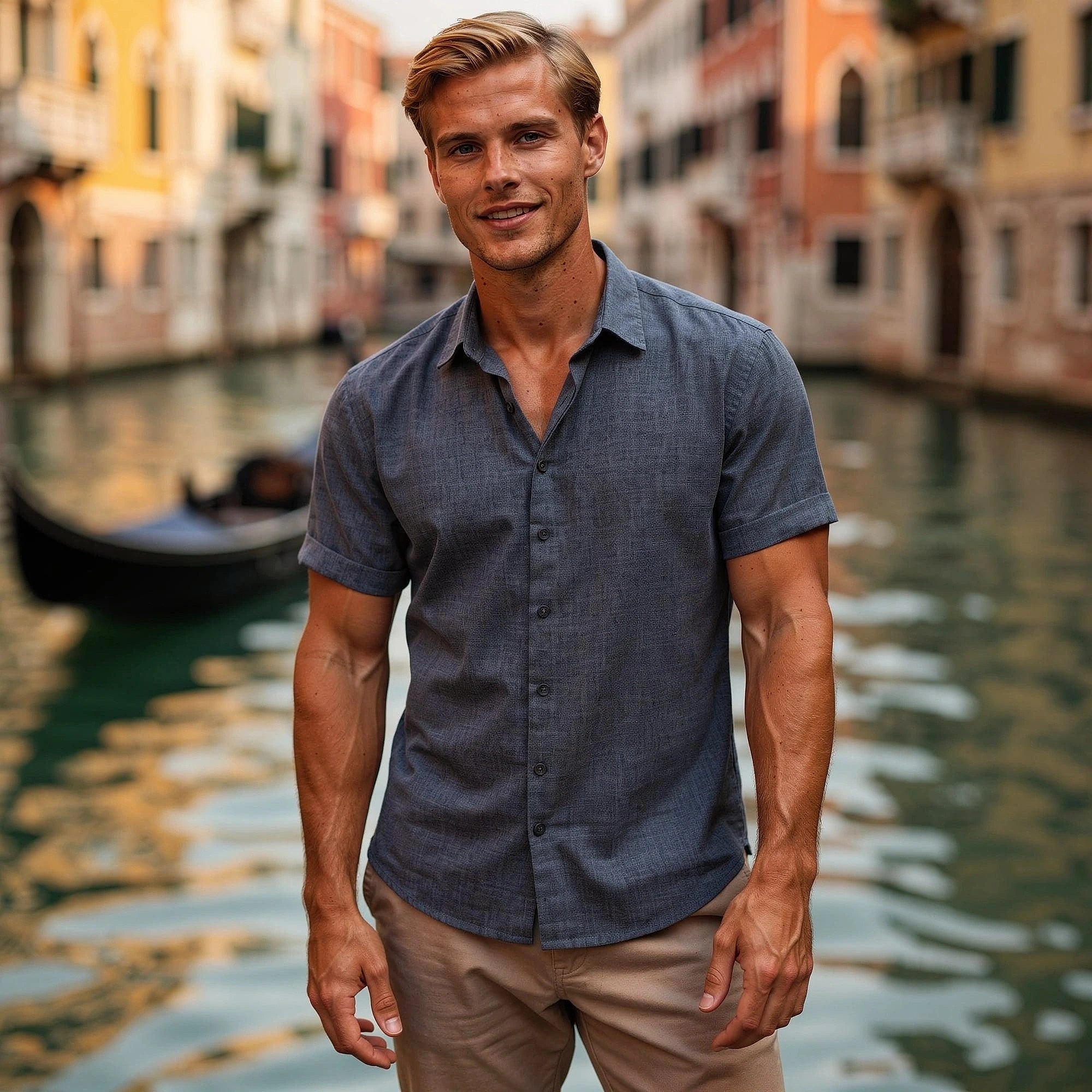 View of a relaxed fit long sleeve crew neck casual shirt in light gray, showcasing soft cotton fabric and stitched seams