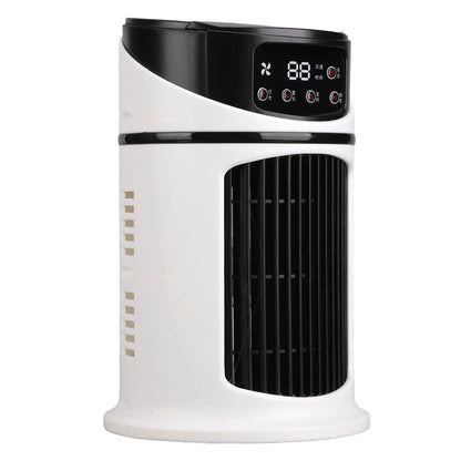 Of the control panel showcasing adjustable temperature settings, fan speed options, and a timer for convenience