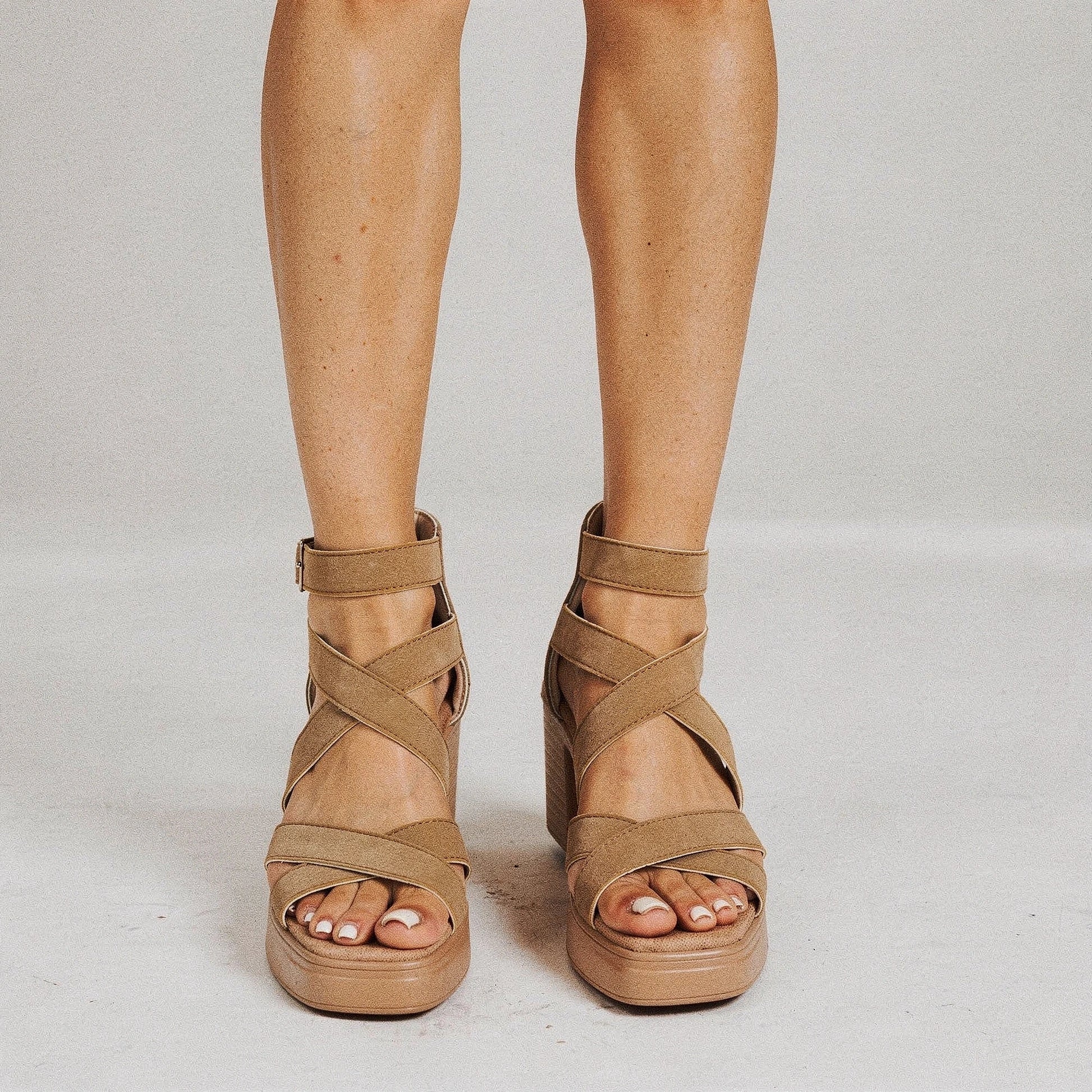 View of aqua blue waterproof platform sandals featuring a stylish design and adjustable straps for comfort