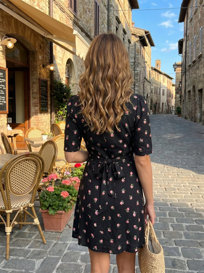 Close up view of the Womens Slim Summer Dress showing the smooth fabric, precise stitching, and delicate details, perfect for summer parties and holidays.
