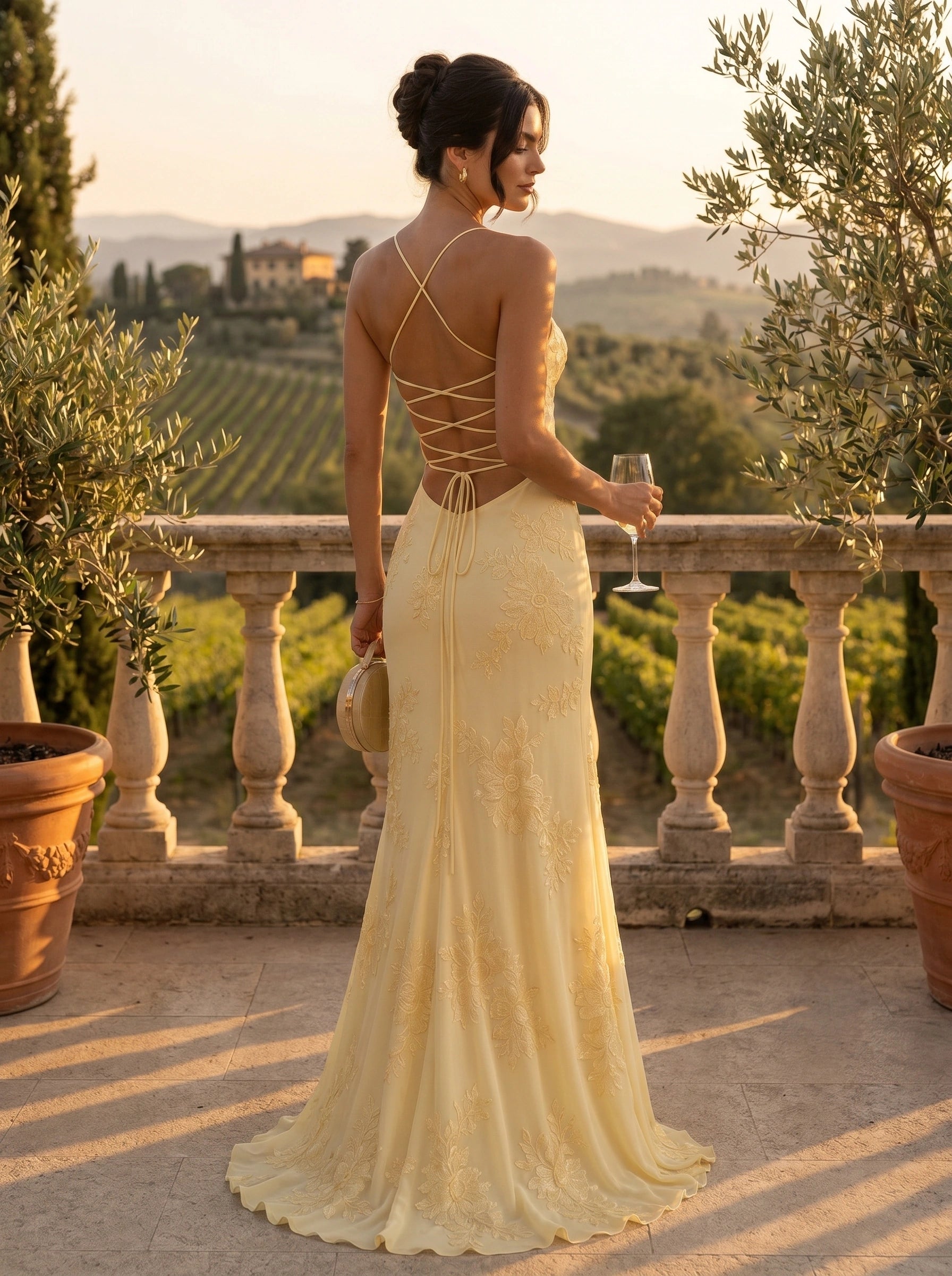 Close up view of the Womens Flattering Maxi Dress showing intricate stitching and luxurious fabric texture, perfect for enhancing special occasion elegance.