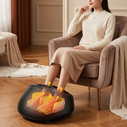 Back view of the Women's Foot Massager with Heat Function, showing its sleek design and premium materials against a soft, neutral background.