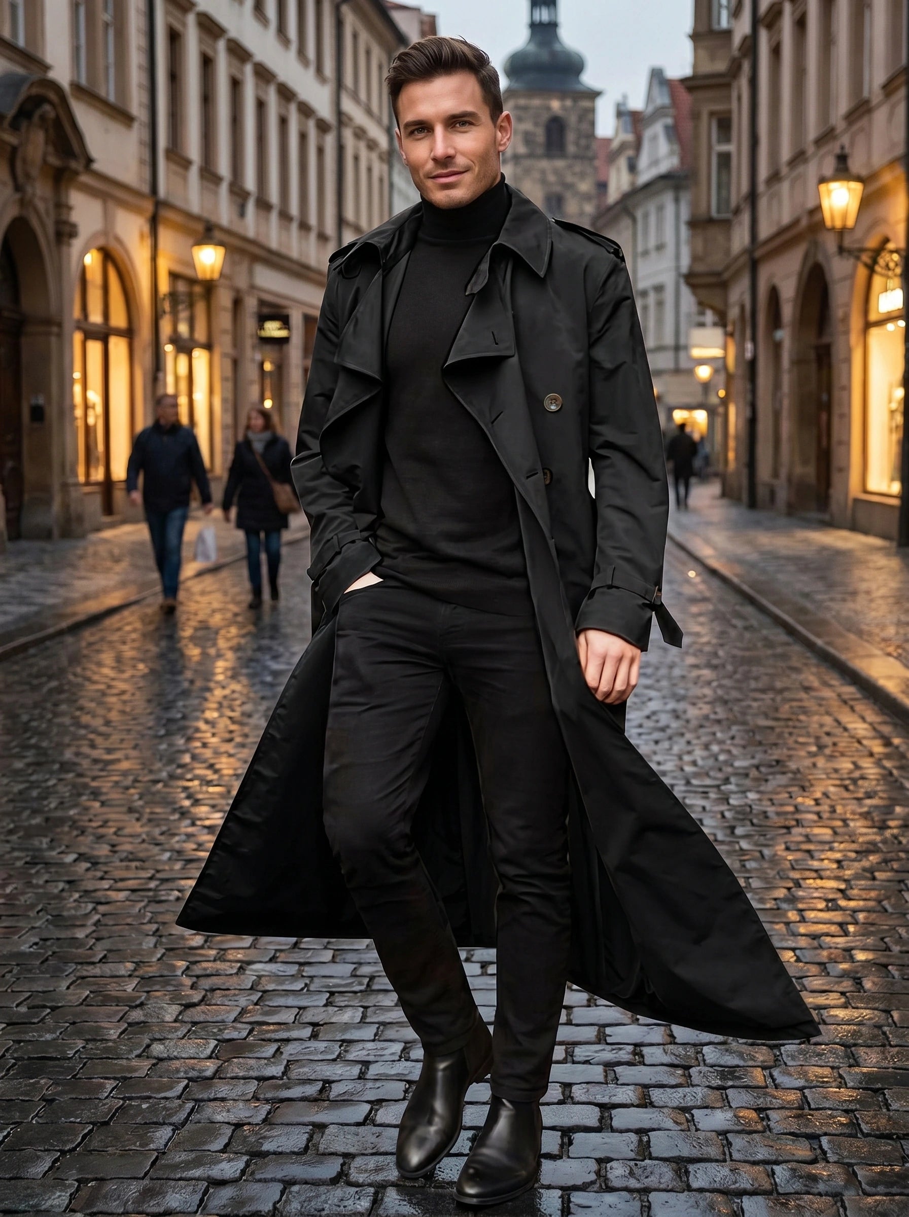 Alex Mens Tailored Elegant Winter Trench Coat