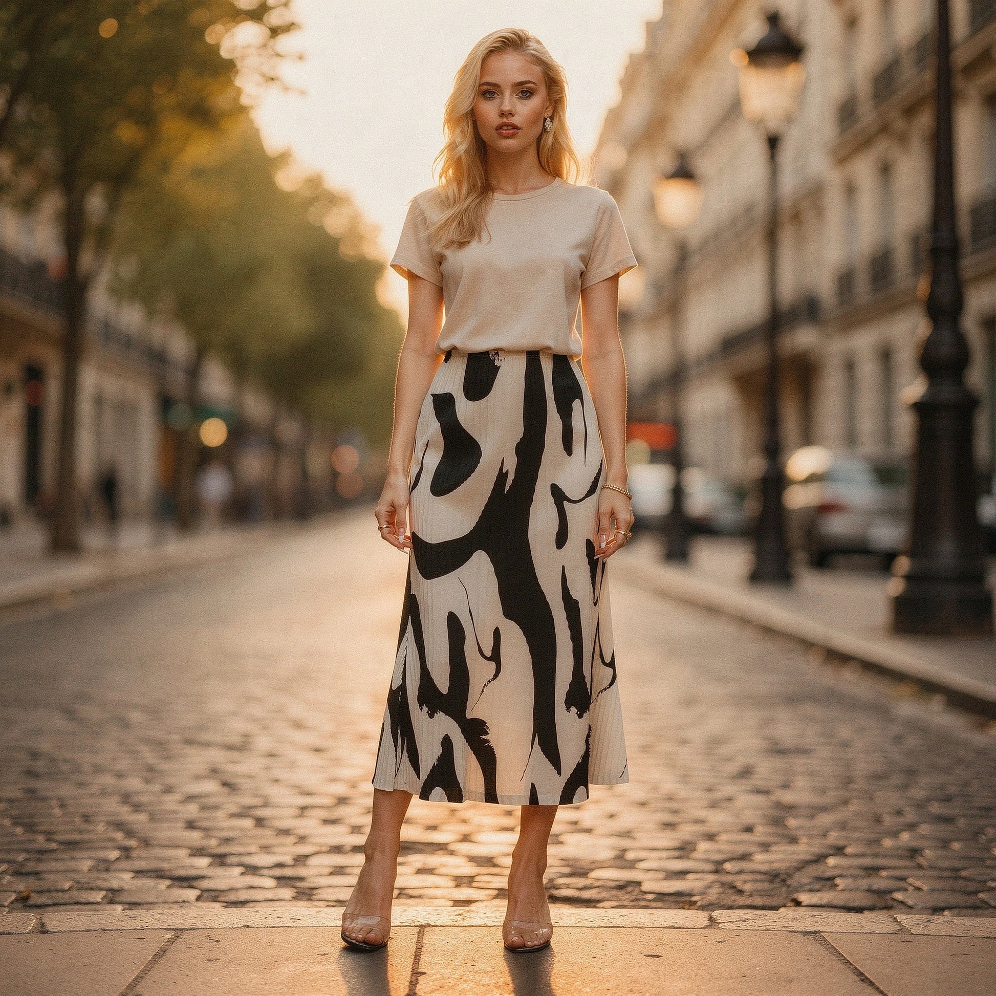 View of a pleated autumn midi skirt in a rich burgundy color, featuring soft fabric and a flowing silhouette