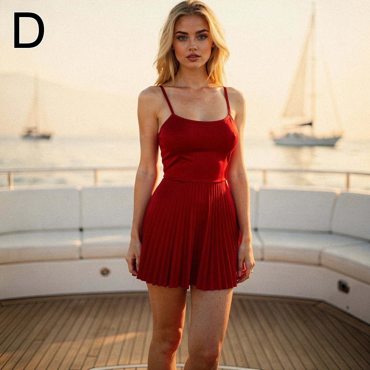 Elegant pleated mini dress in soft lavender fabric, featuring a fitted bodice and flared skirt, view showing pleats