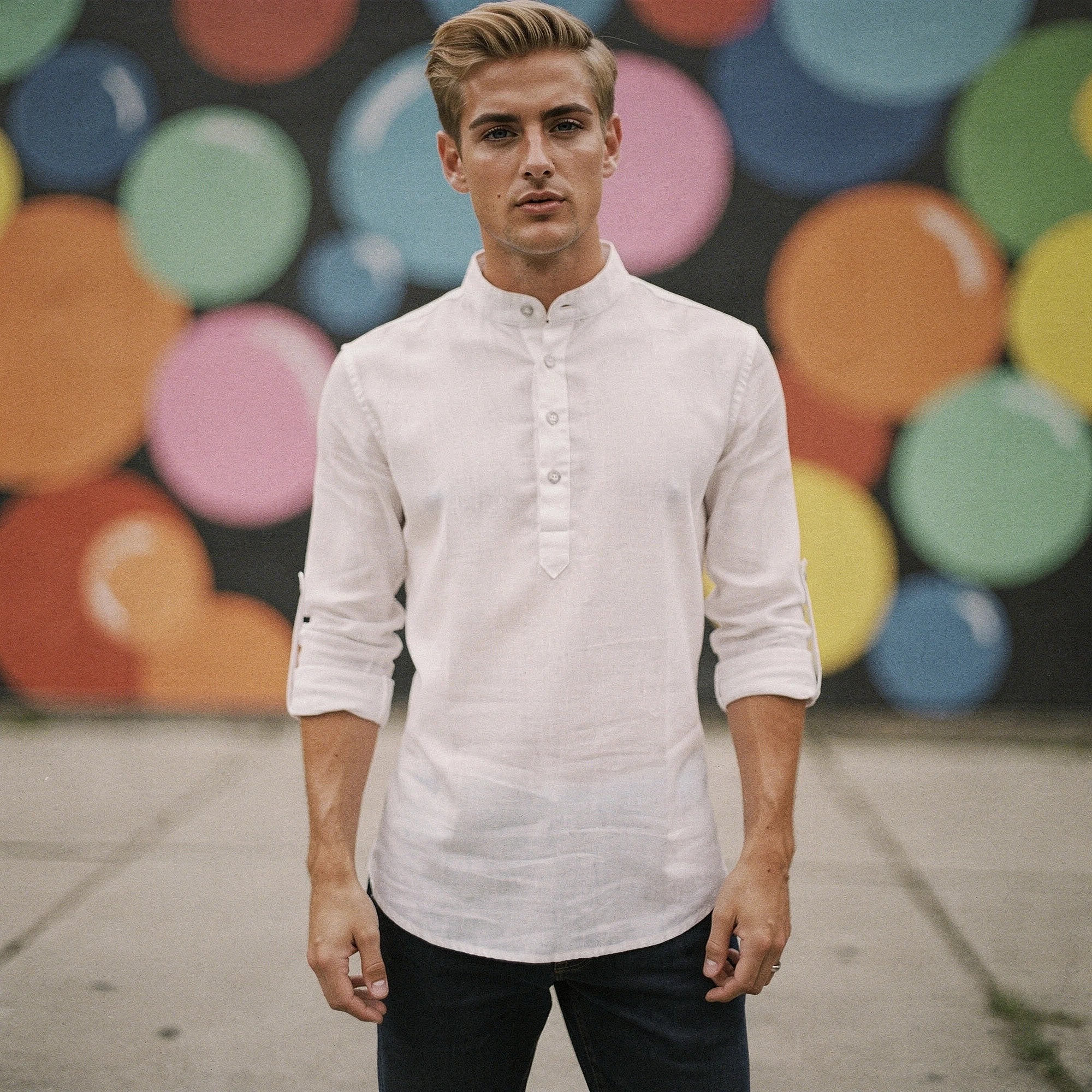 View of a relaxed fit autumn shirt in warm rust color, featuring a soft cotton fabric and subtle plaid pattern