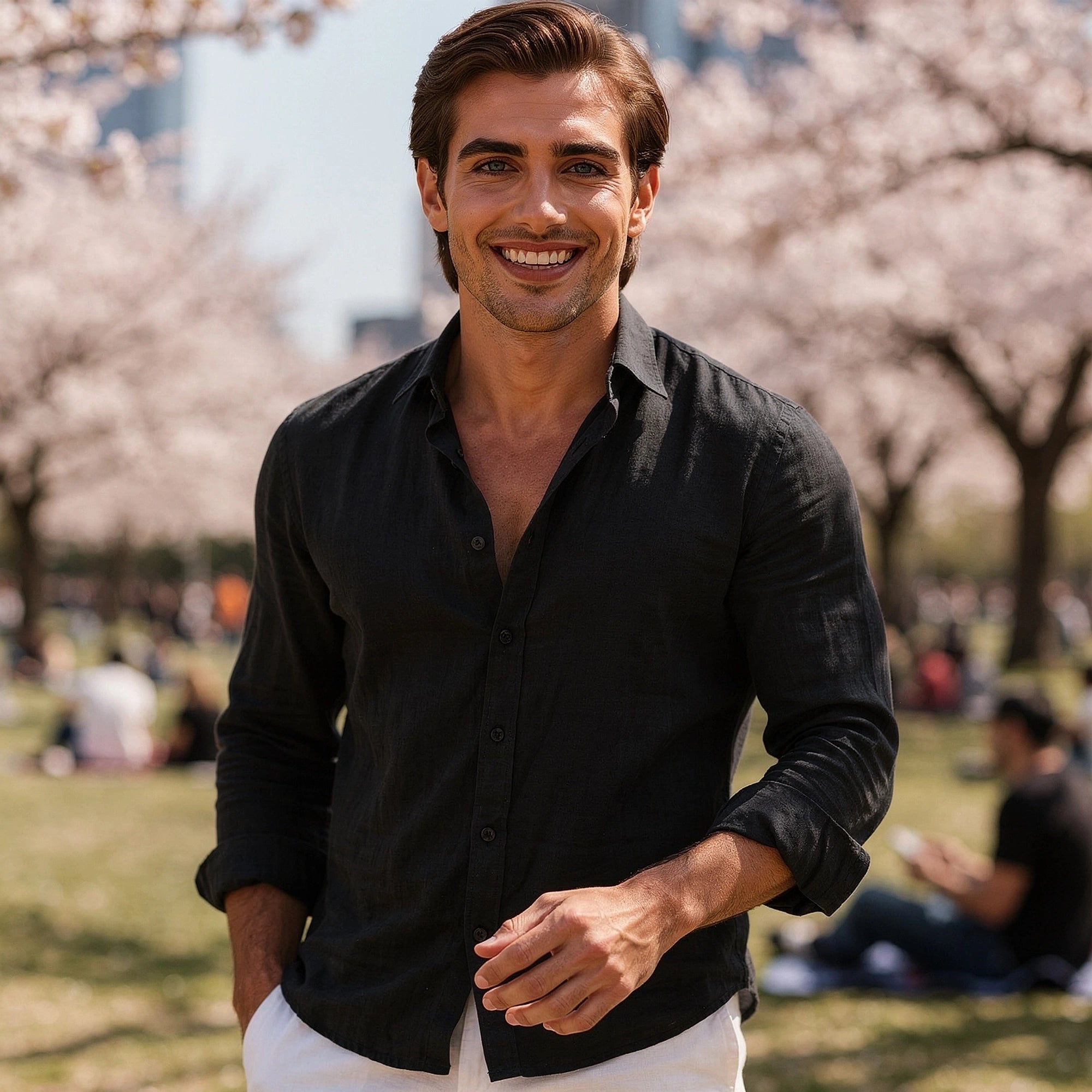 Light gray casual button up shirt made of soft cotton, featuring a relaxed fit and subtle texture, view