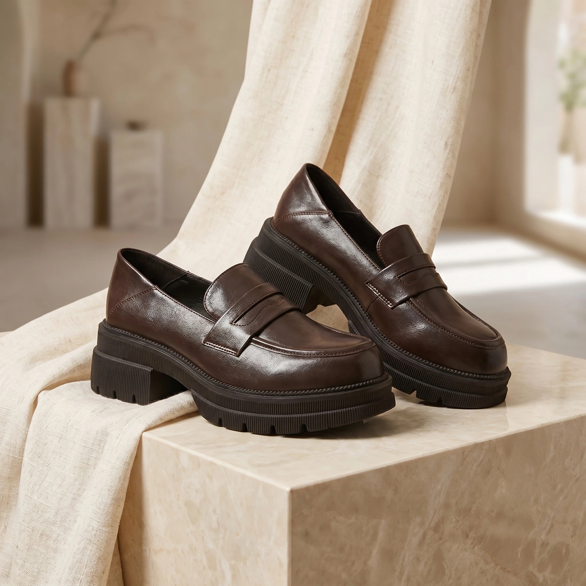 Close up of the Womens Breathable Loafers showing the soft fabric, precise stitching, and design, set against a neutral background.