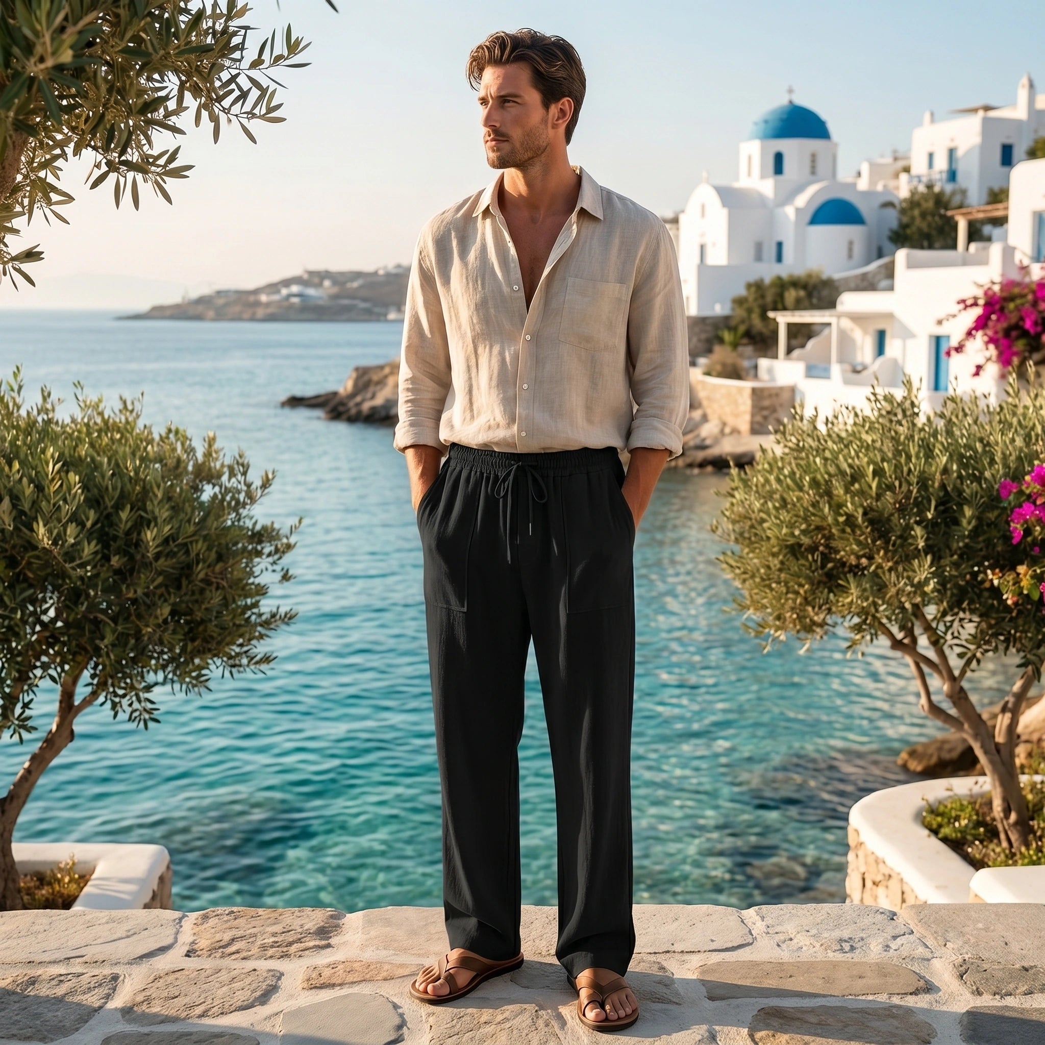 Liam Mens Effortless Lightweight Summer Linen Pants